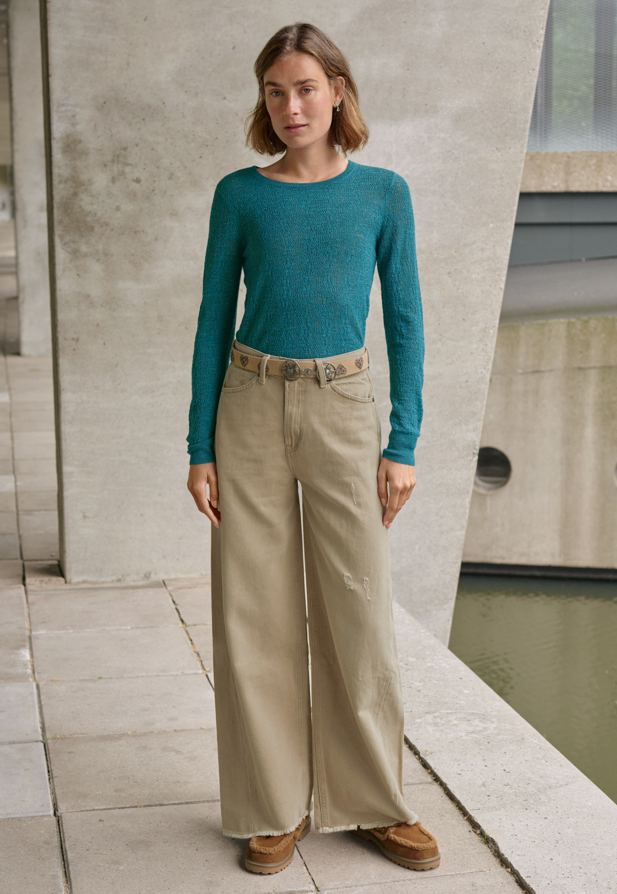 Lace-knit sweater