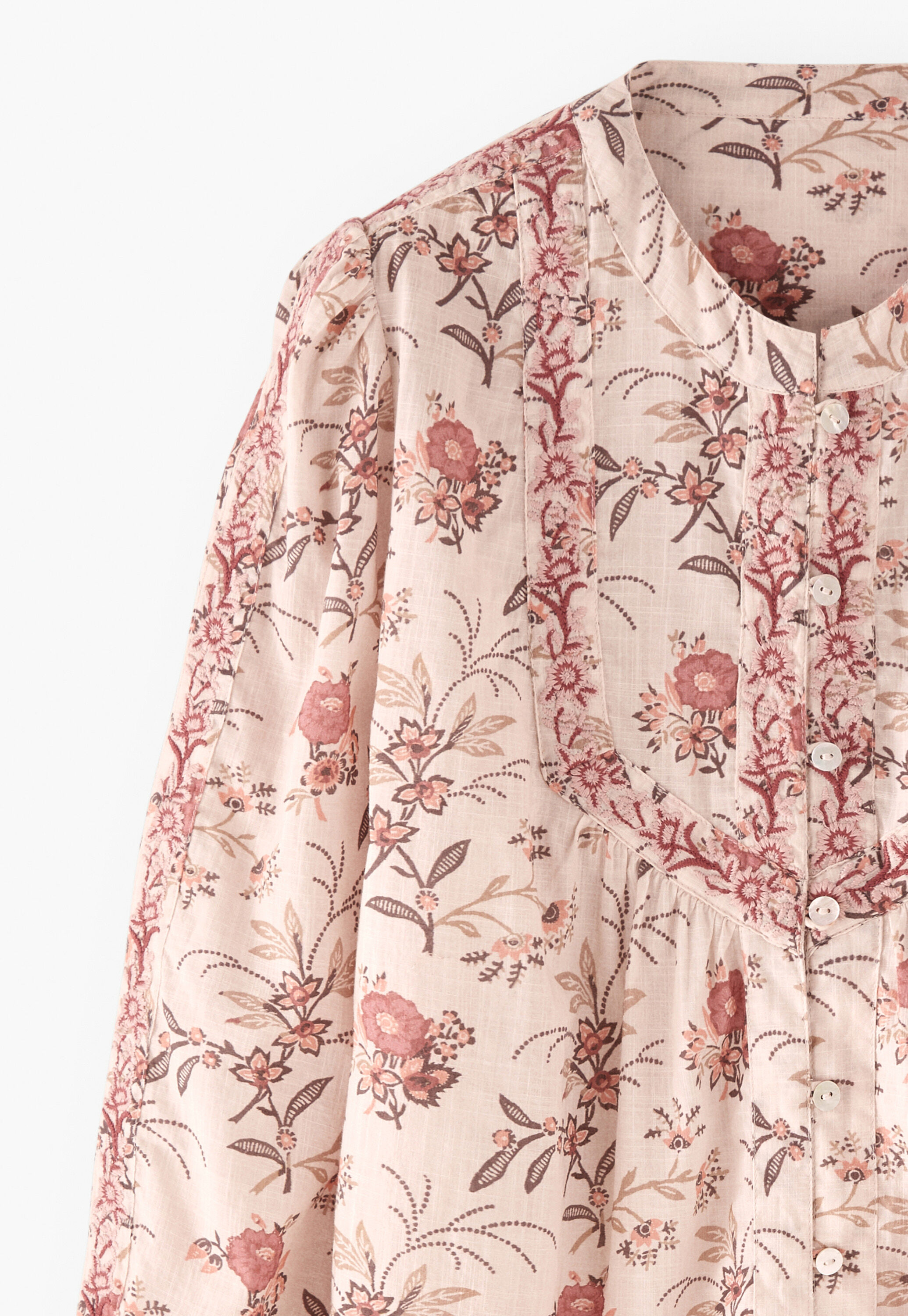 Embroidered printed blouse