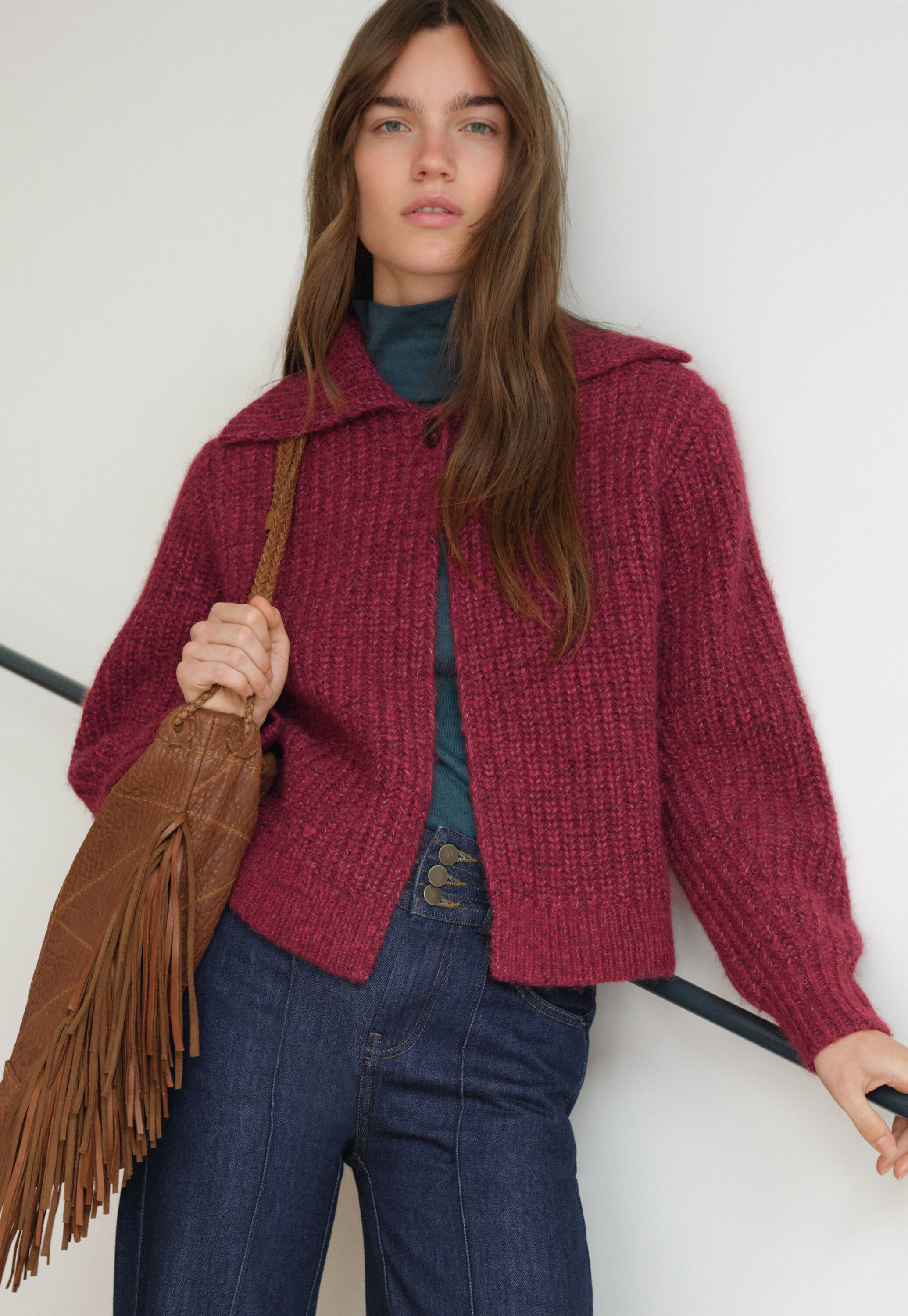 Rib-stitch cardigan