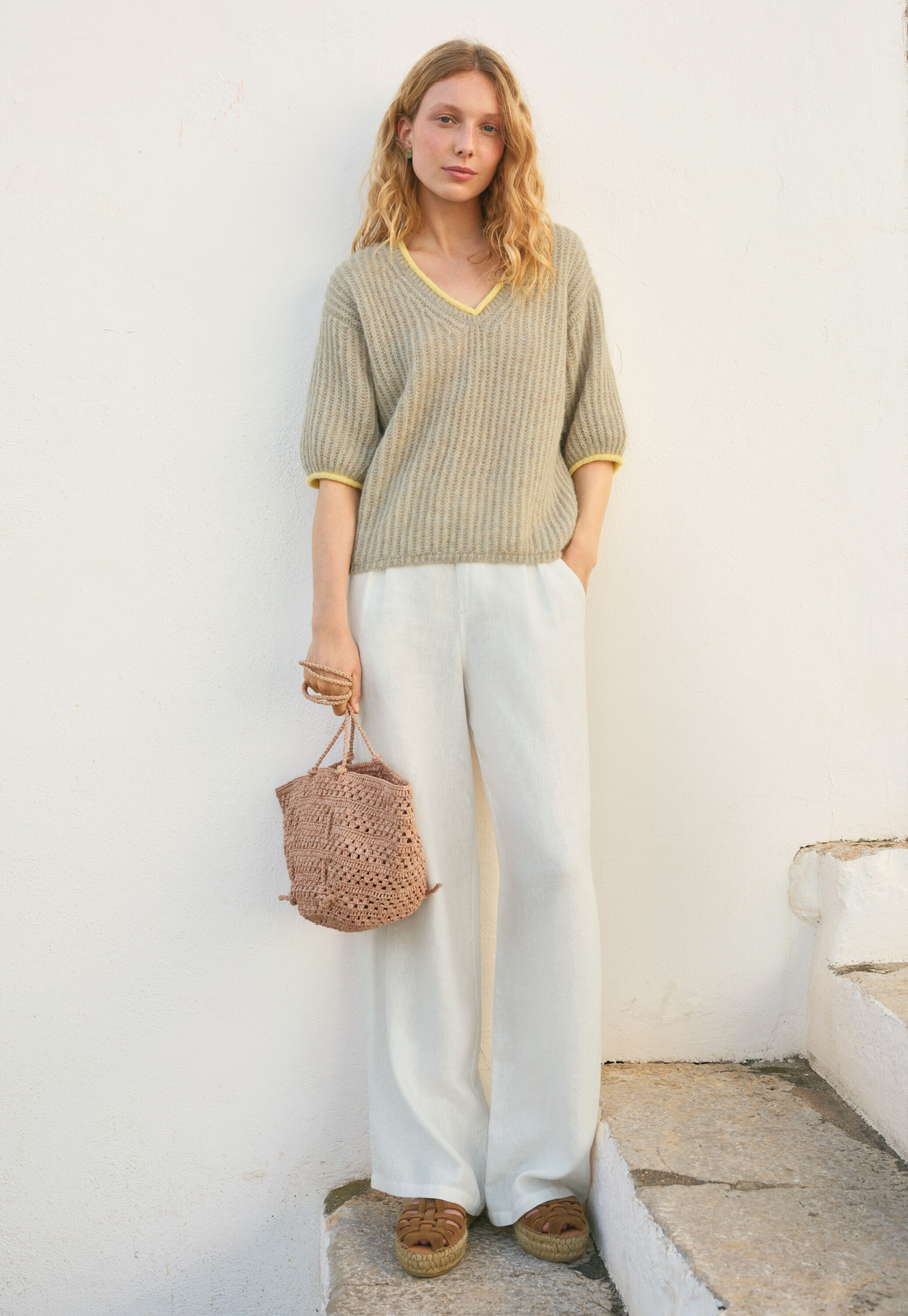 Ribbed v-neck sweater