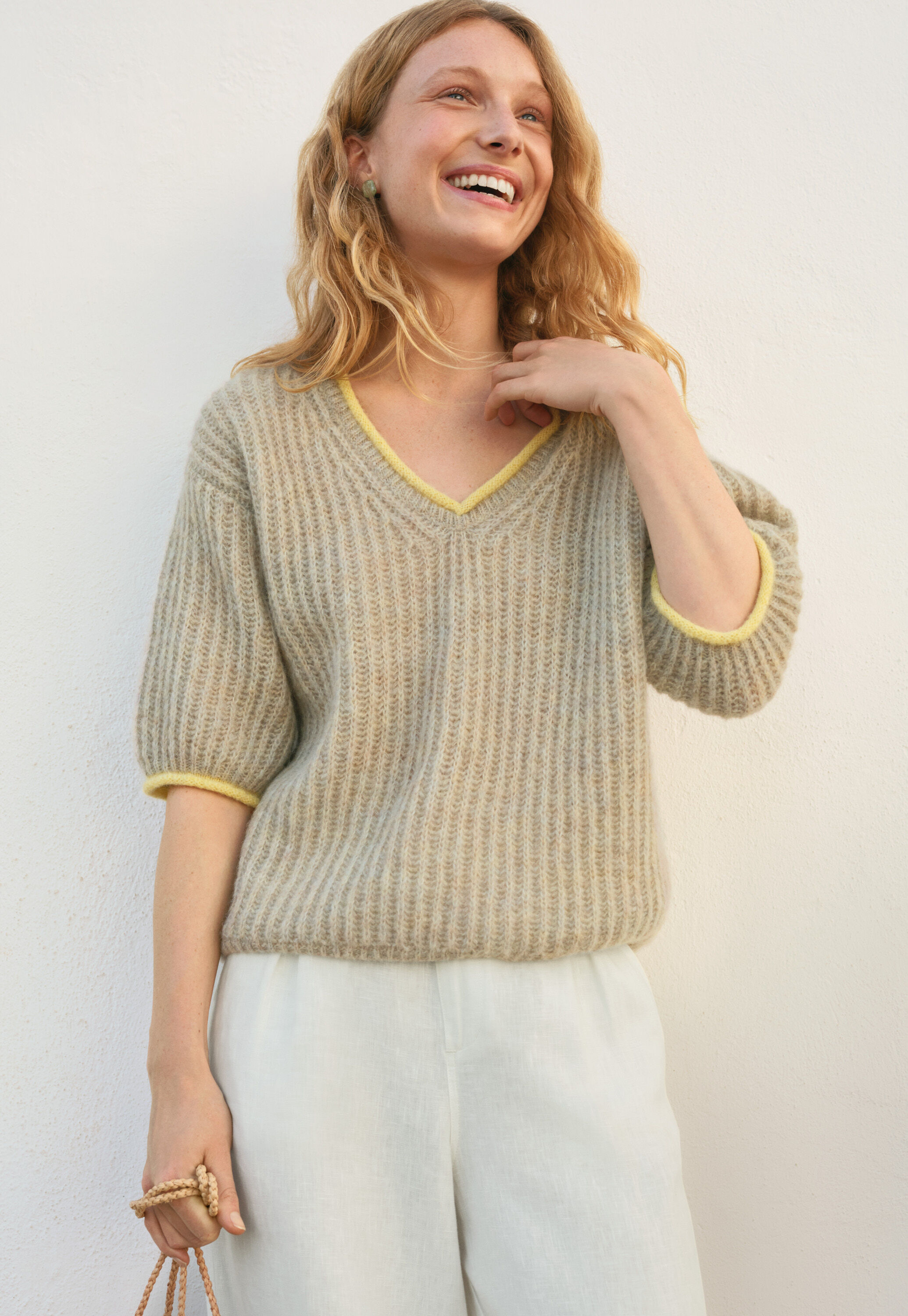 Ribbed v-neck sweater