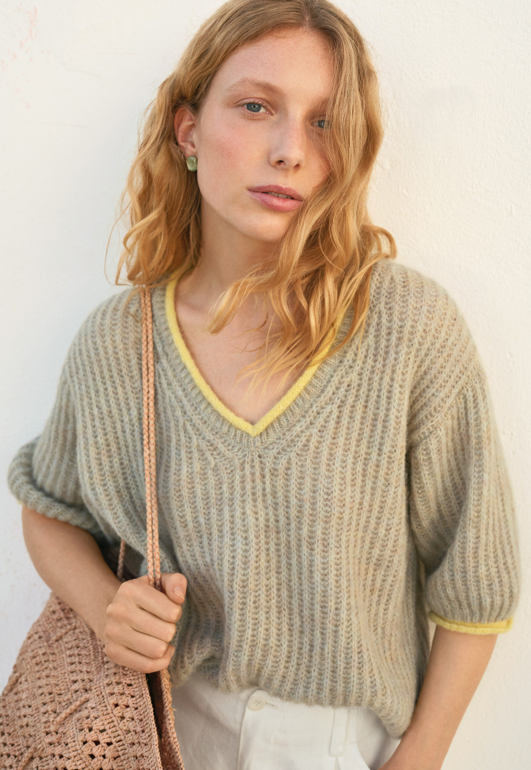Ribbed v-neck sweater