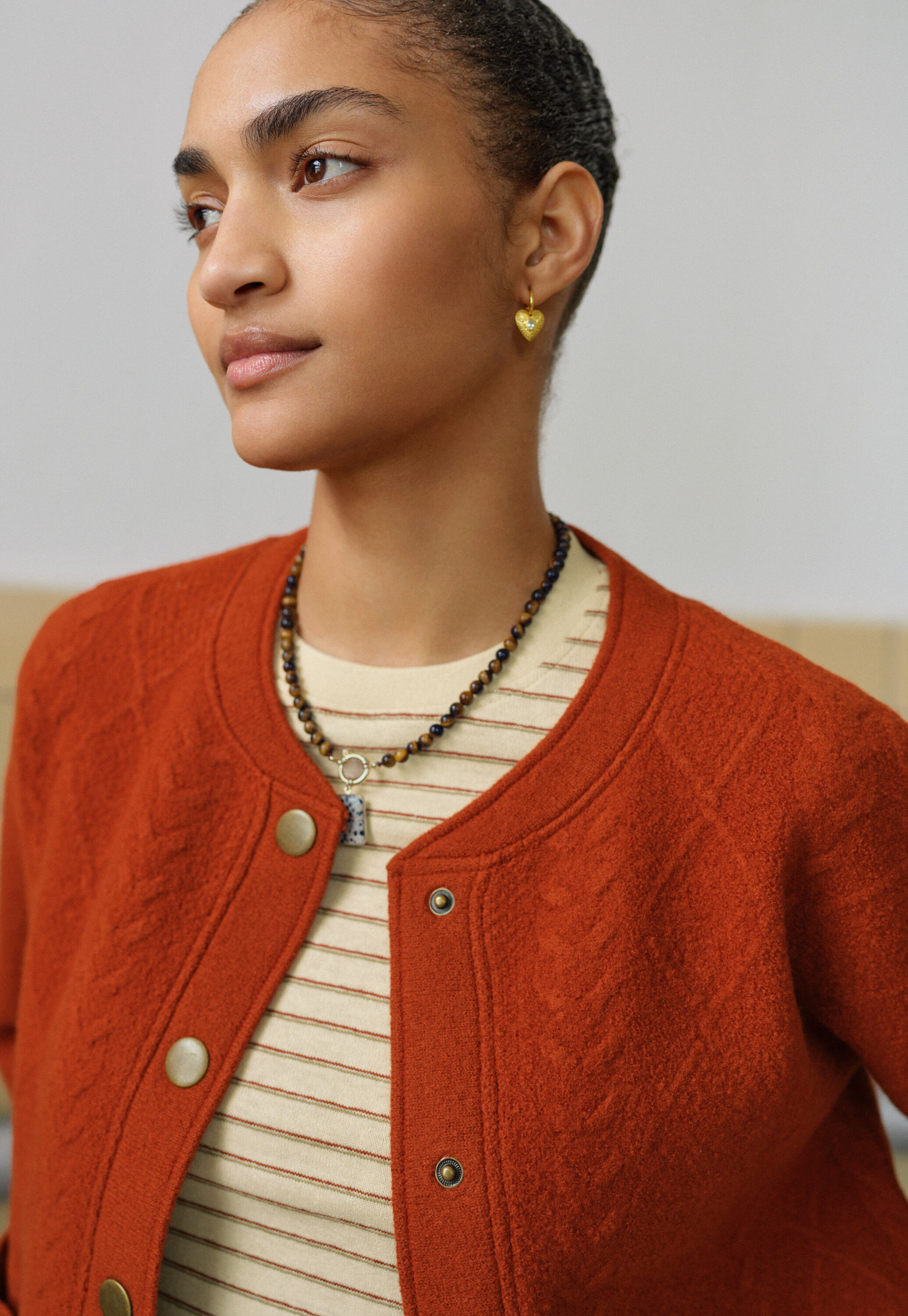 Cable-stitch bomber jacket