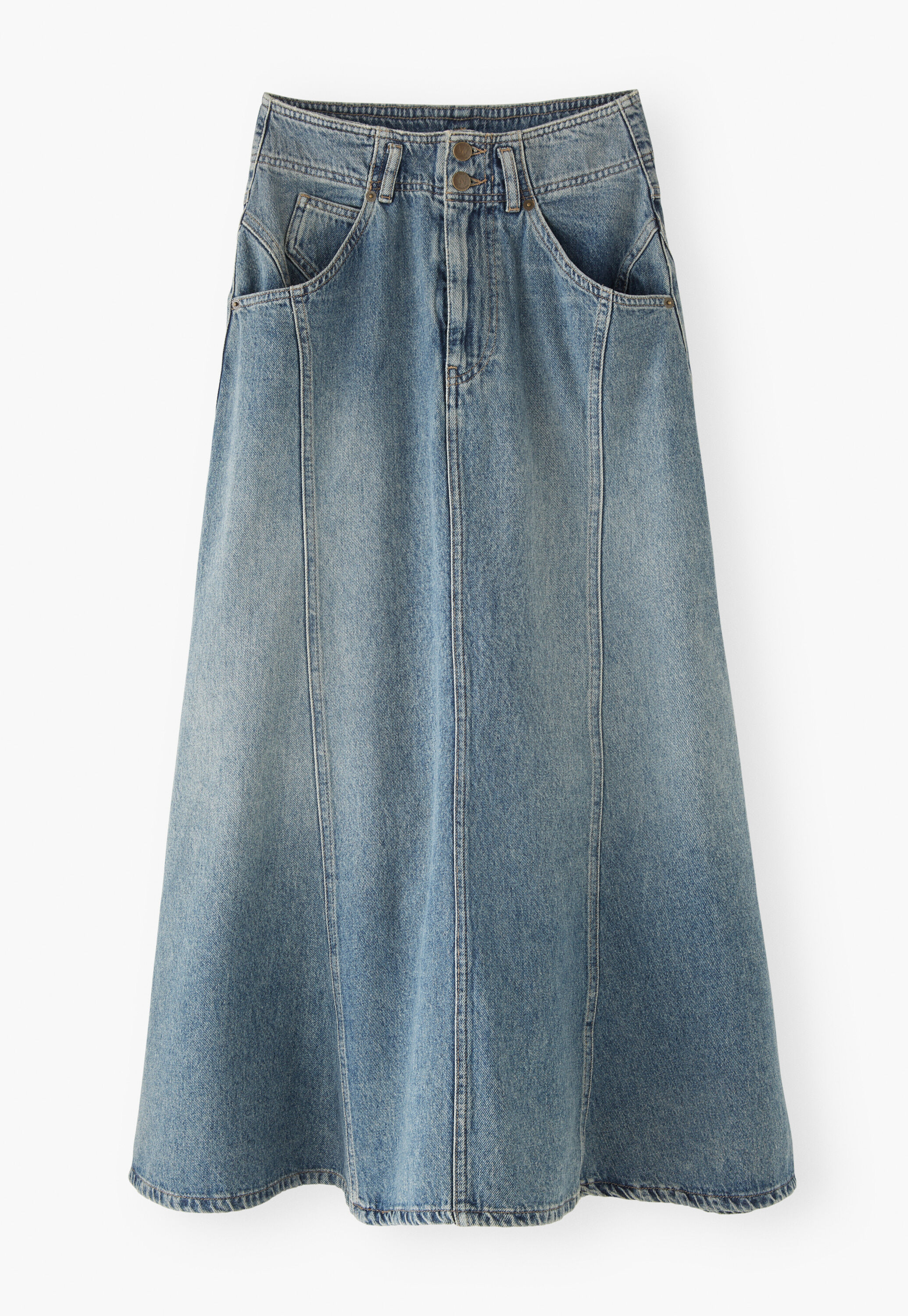 Full denim skirt, Mid wash, large