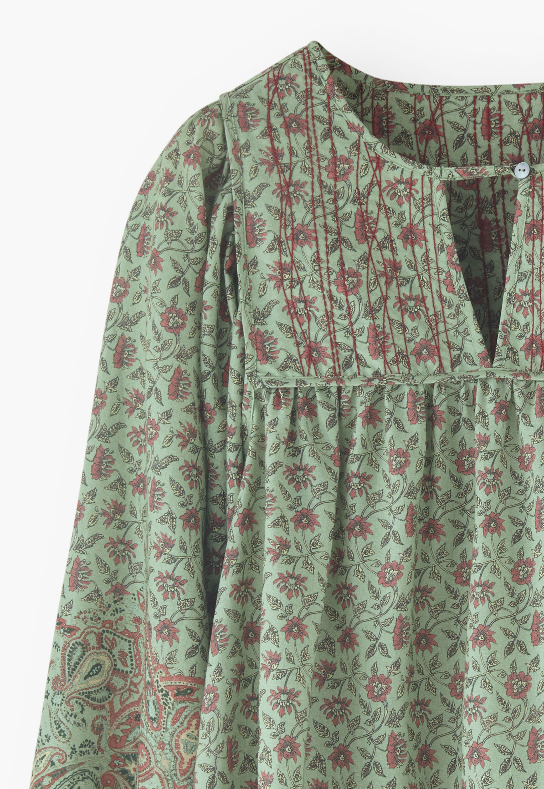 Printed gathered blouse