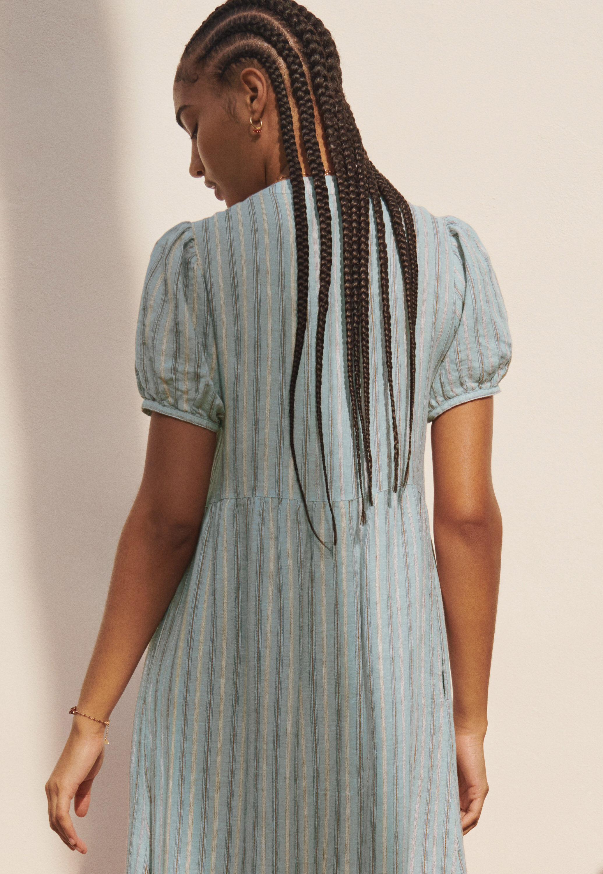 Striped button-through dress