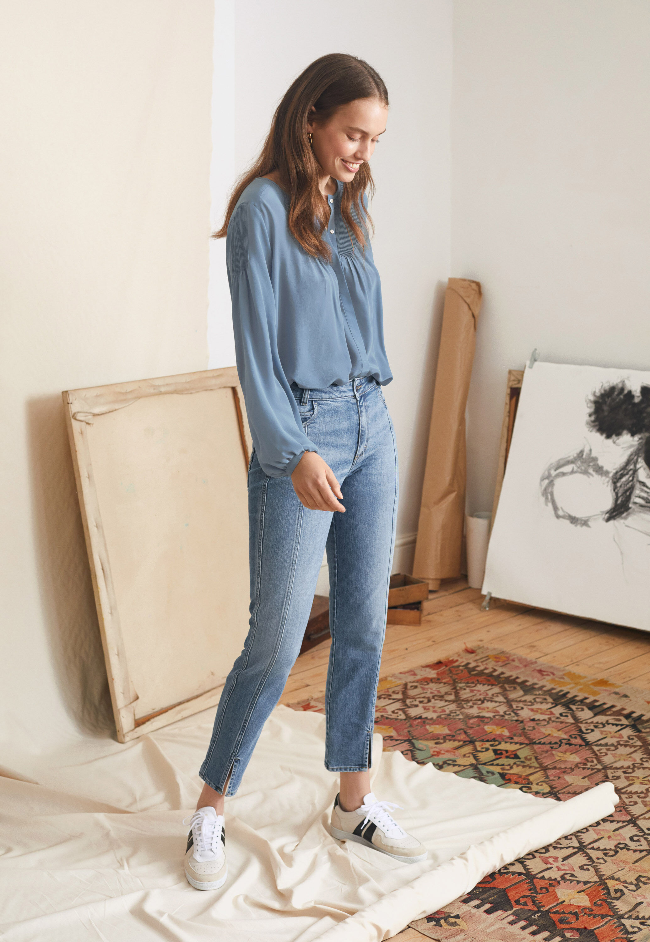 Pintucked blouse