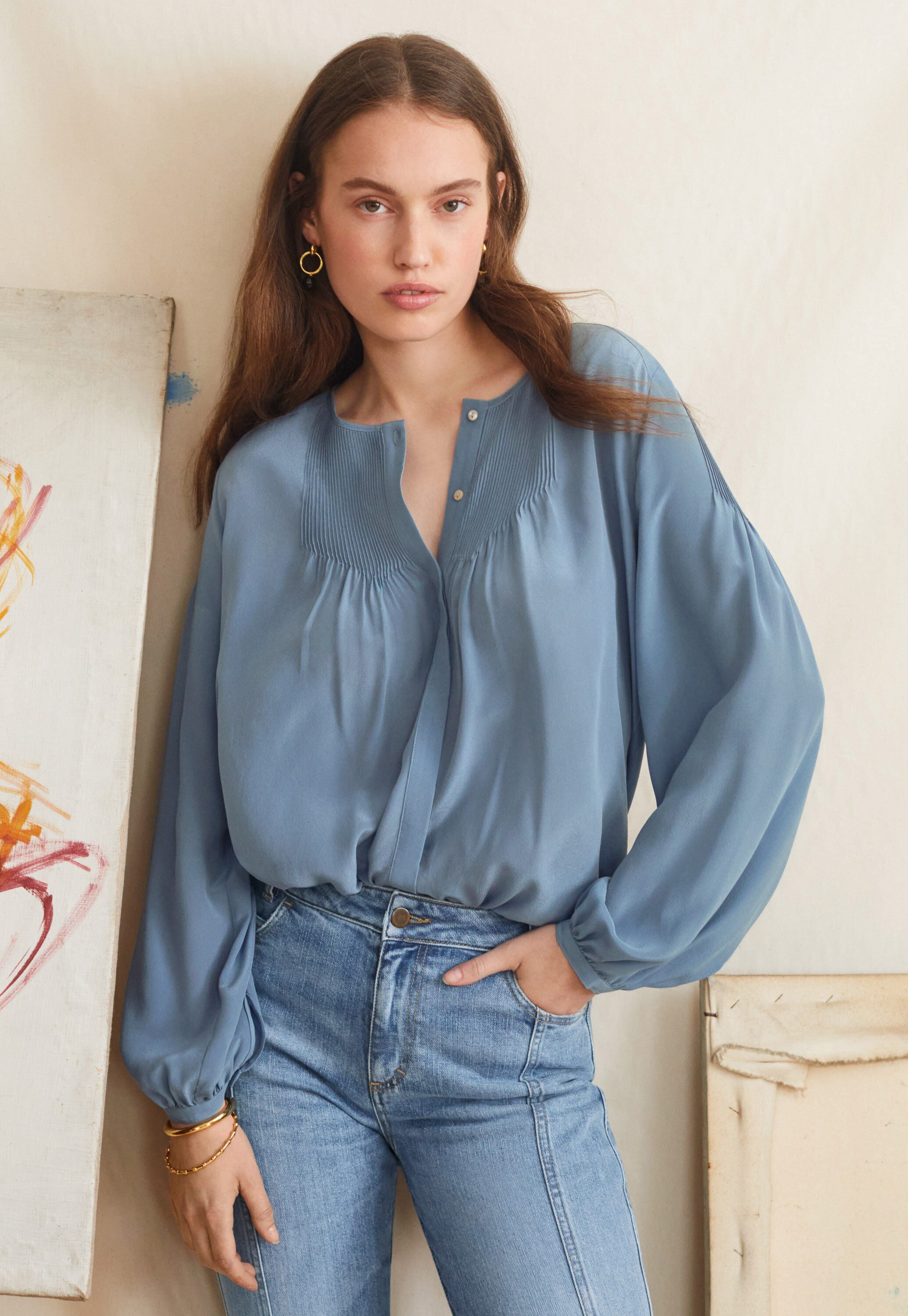 Pintucked blouse
