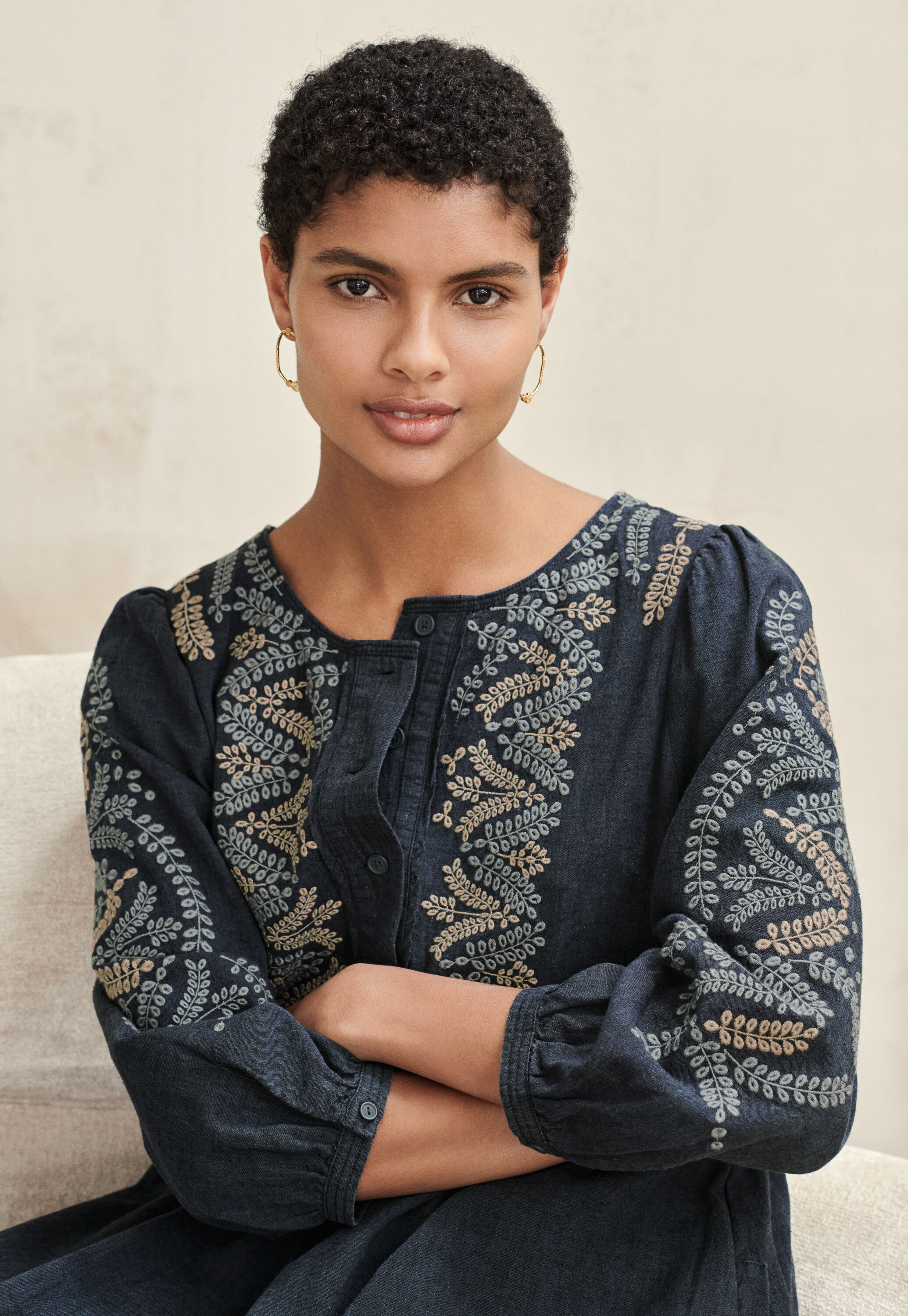 Tiered embroidered dress