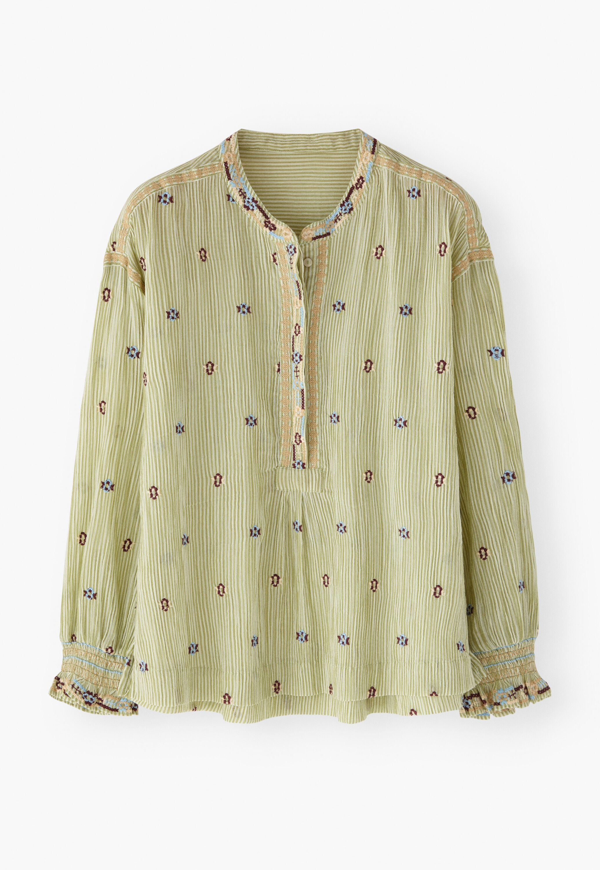 Embroidered crinkle blouse