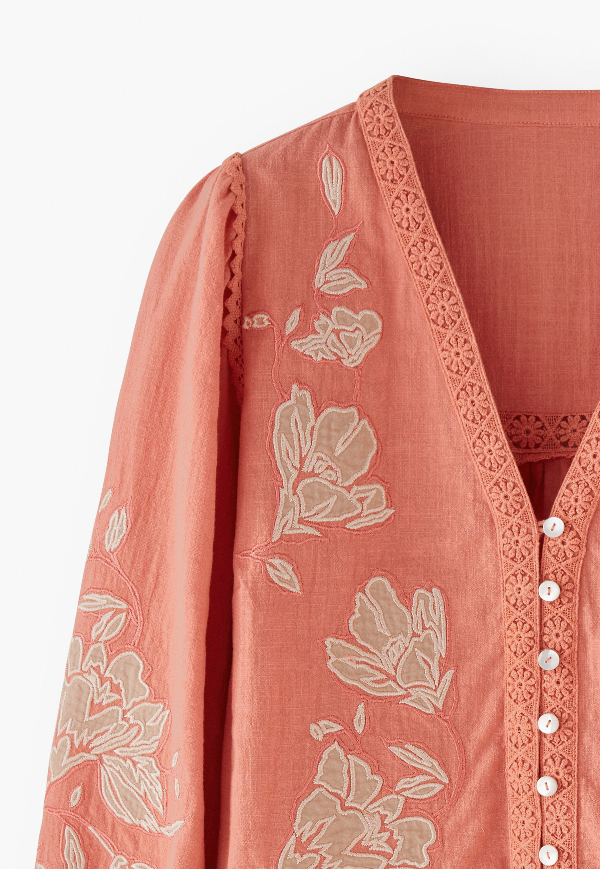 Applique blouse, Coral blush, large