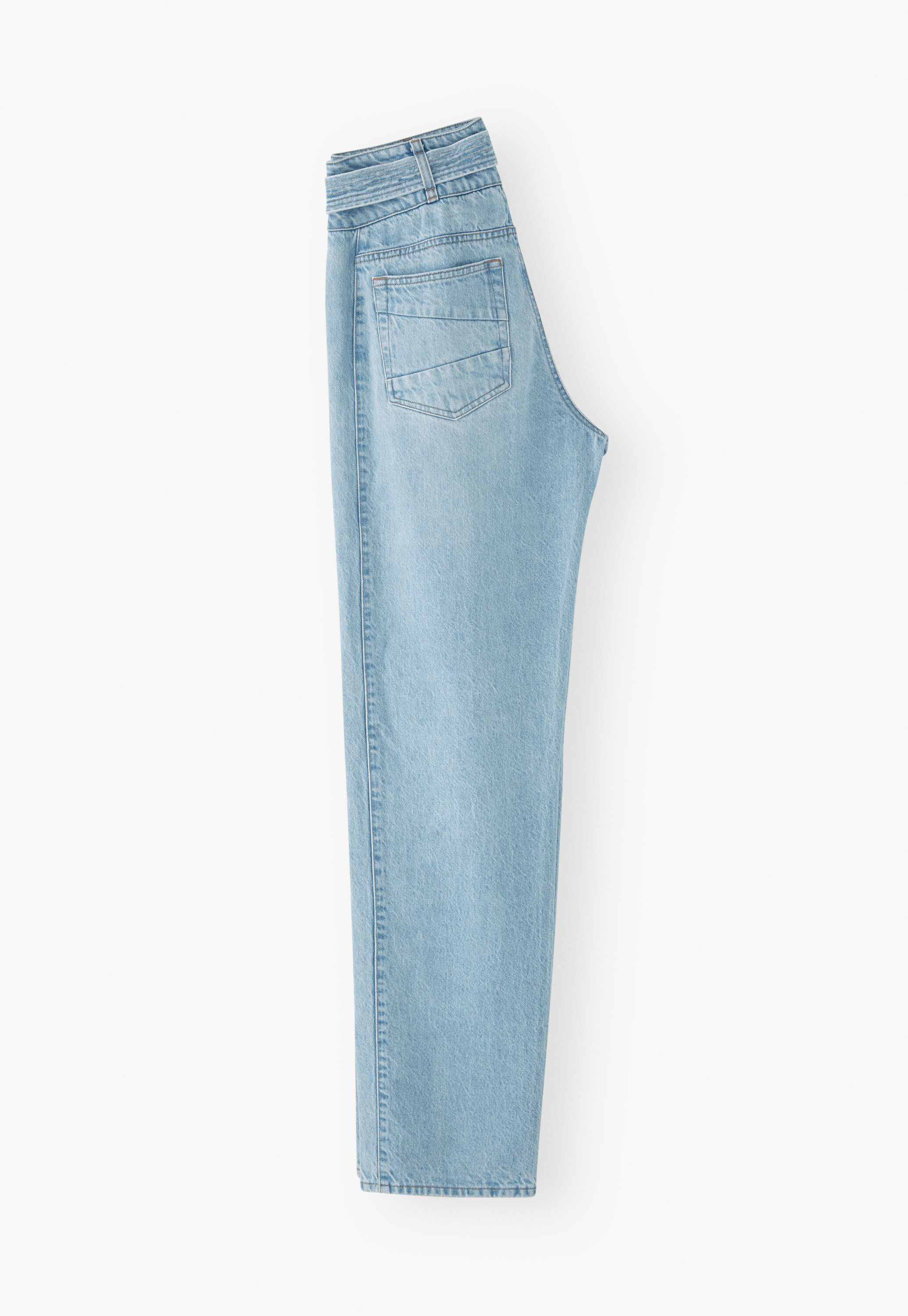 Belted straight-leg jeans