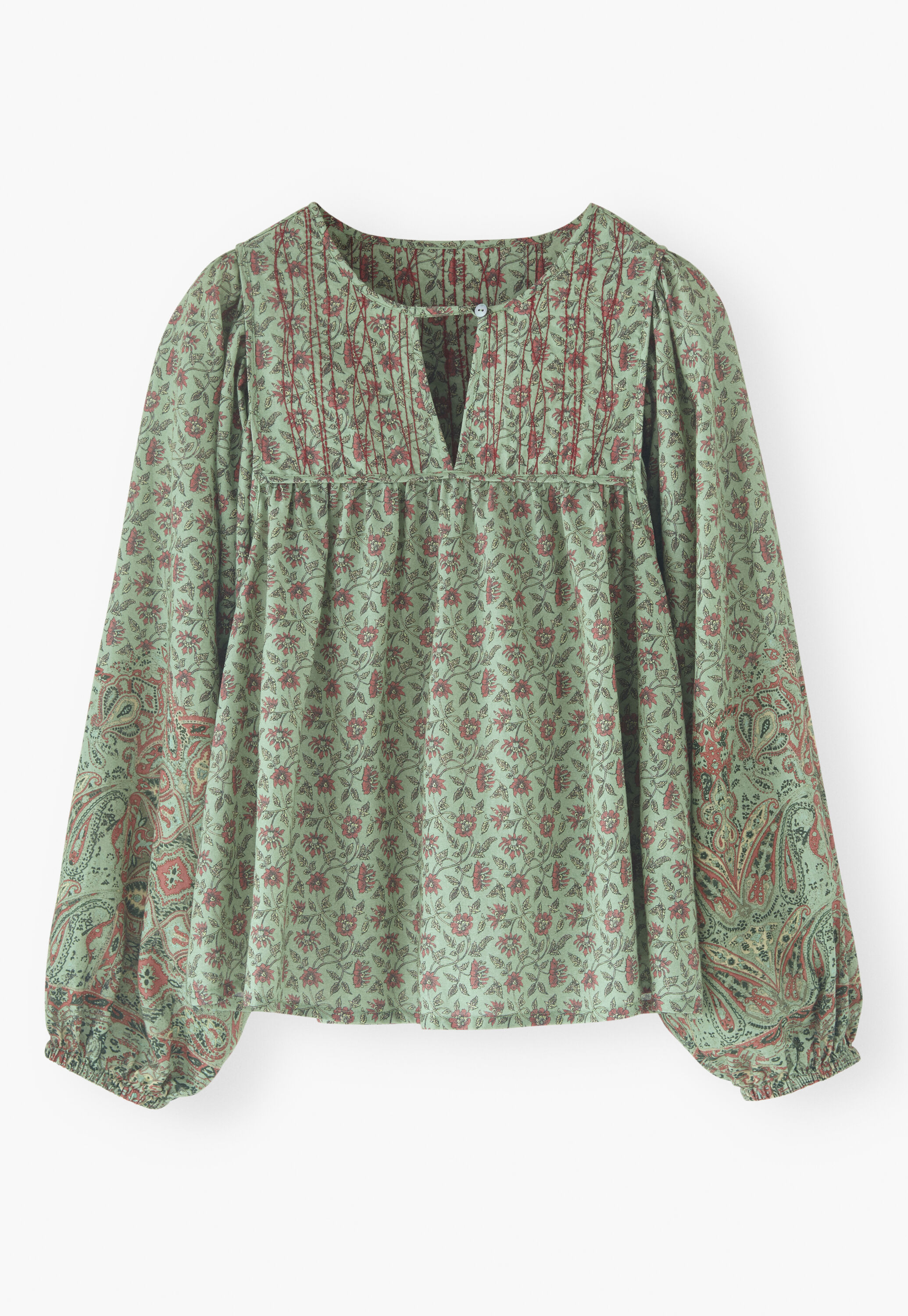 Printed gathered blouse
