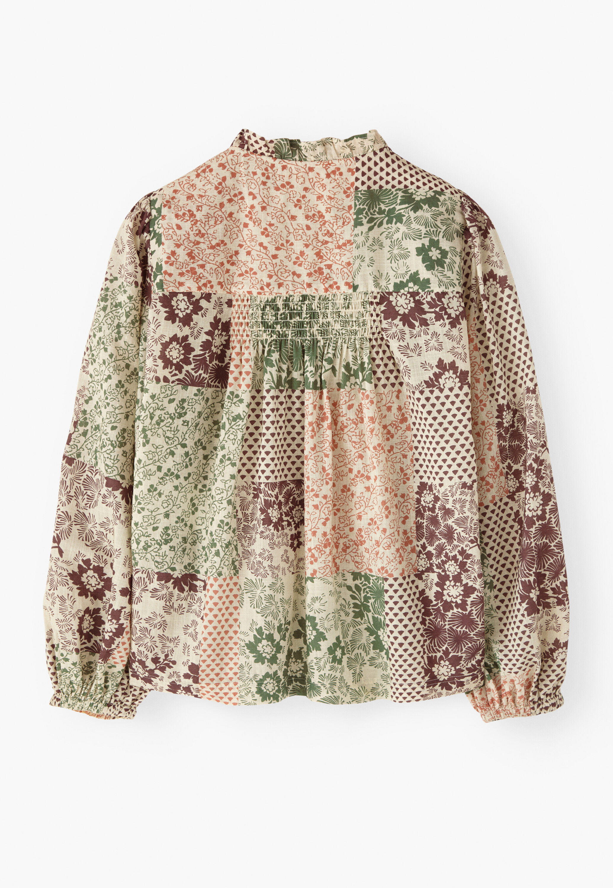 Tie-front printed blouse