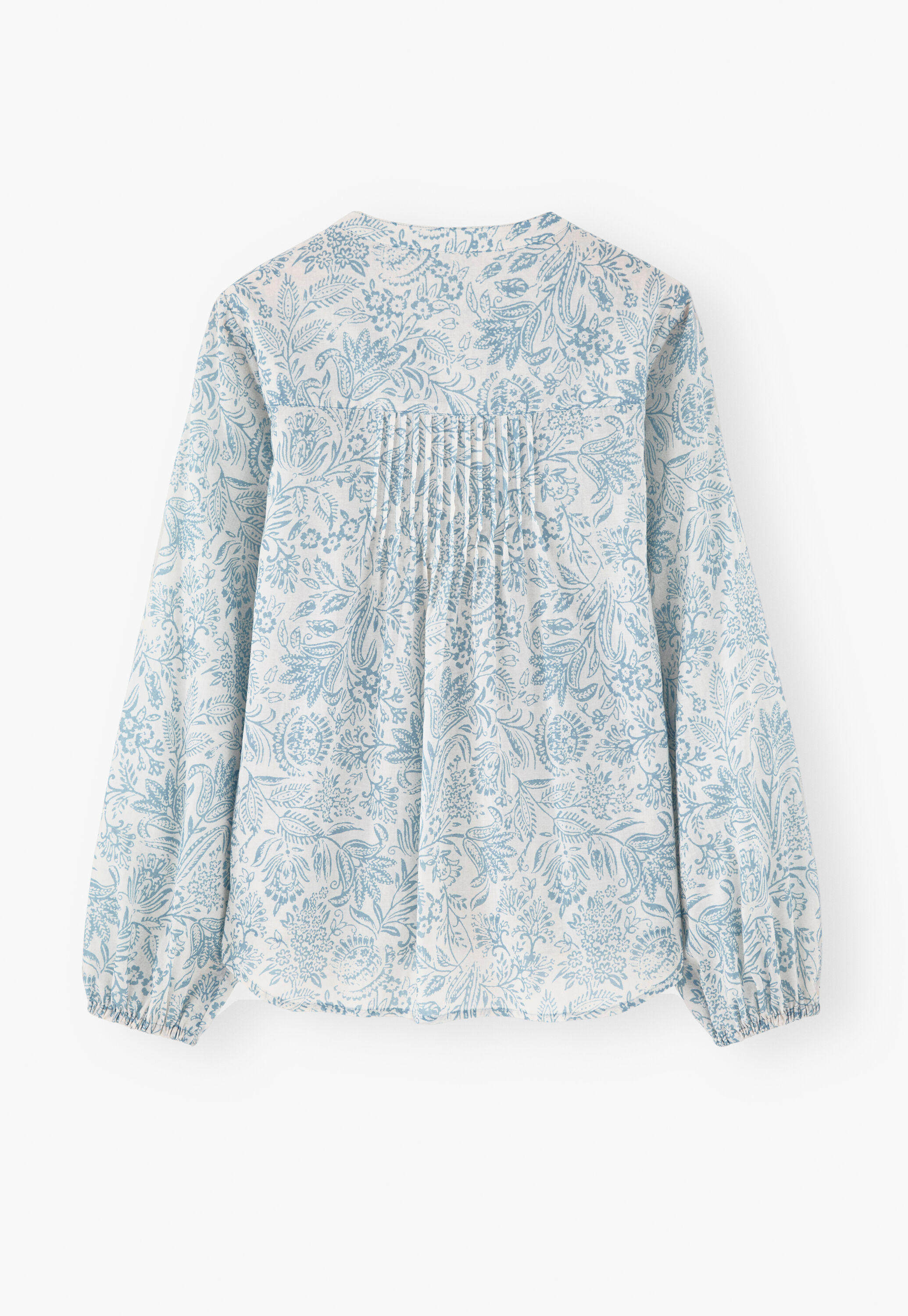 Printed lace-detail blouse