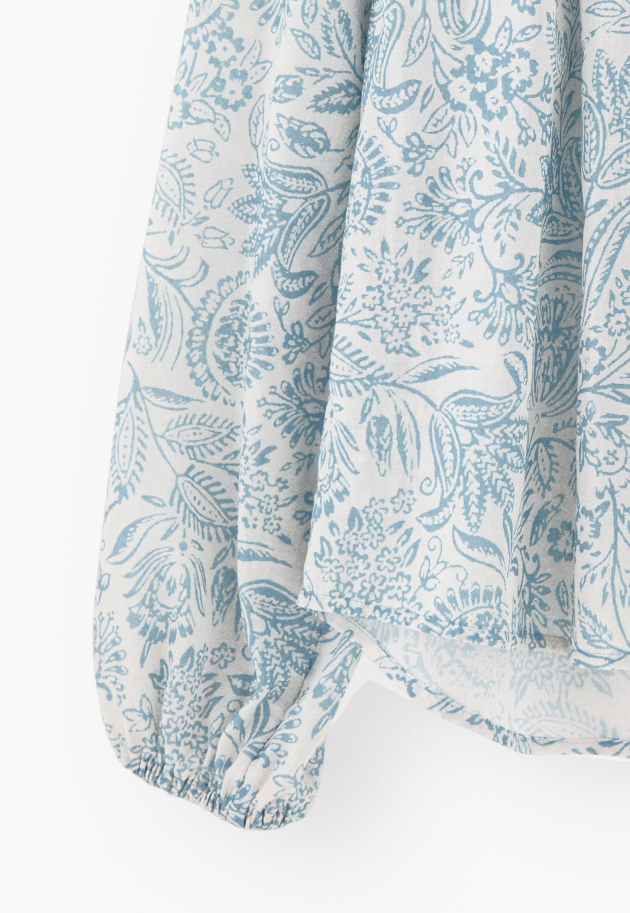Printed lace-detail blouse