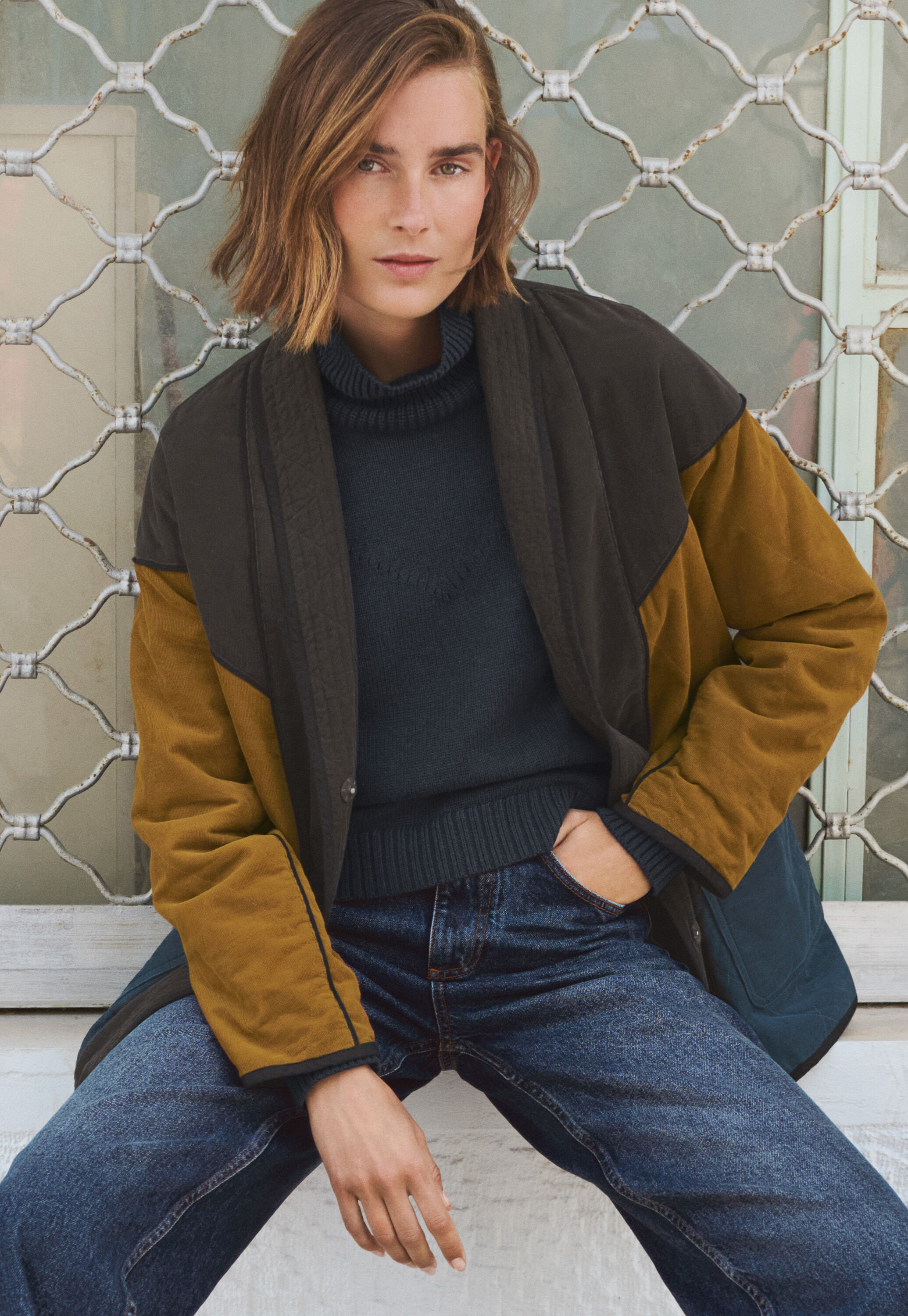 Lace-stitch sweater