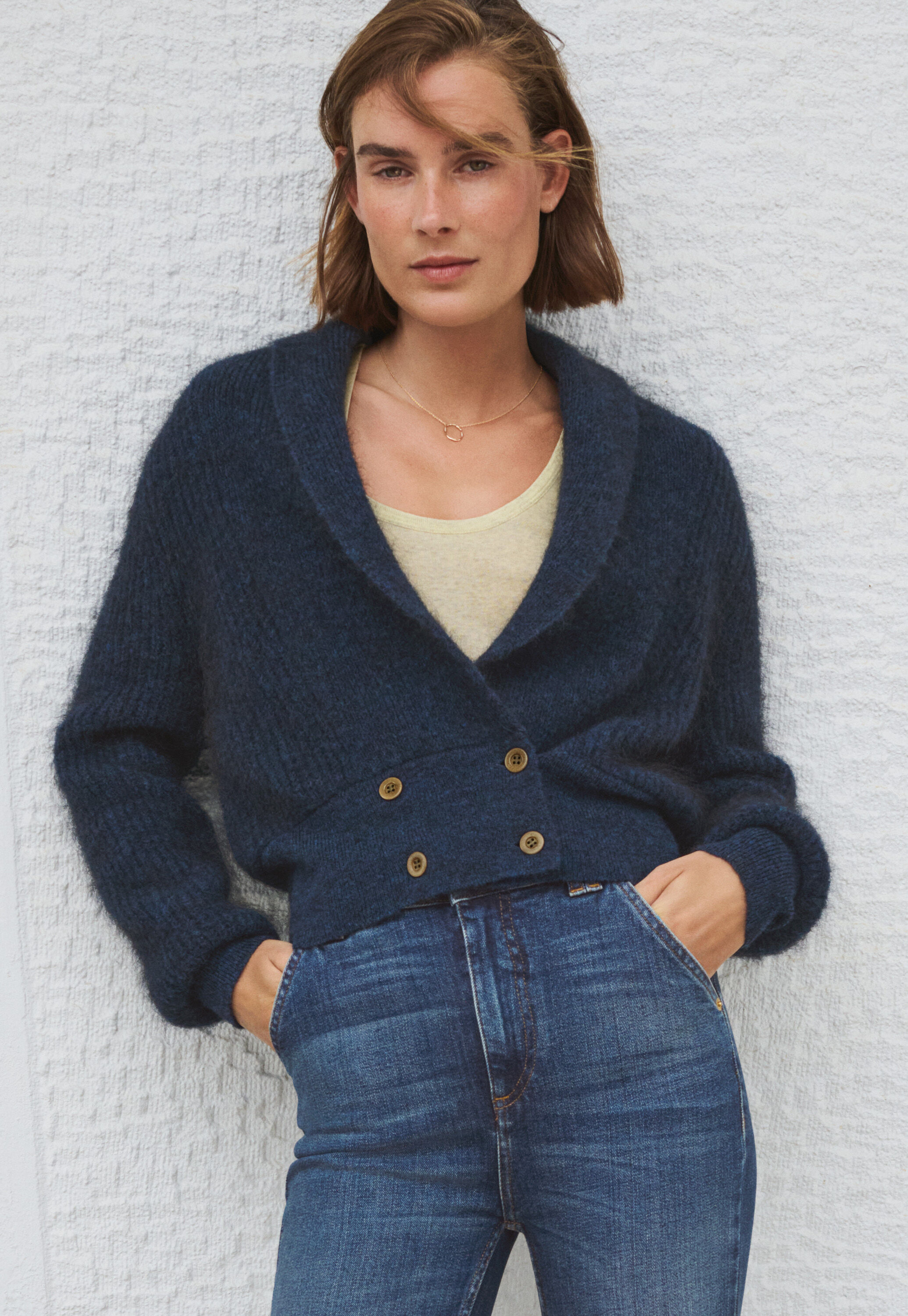 Lace-stitch sweater