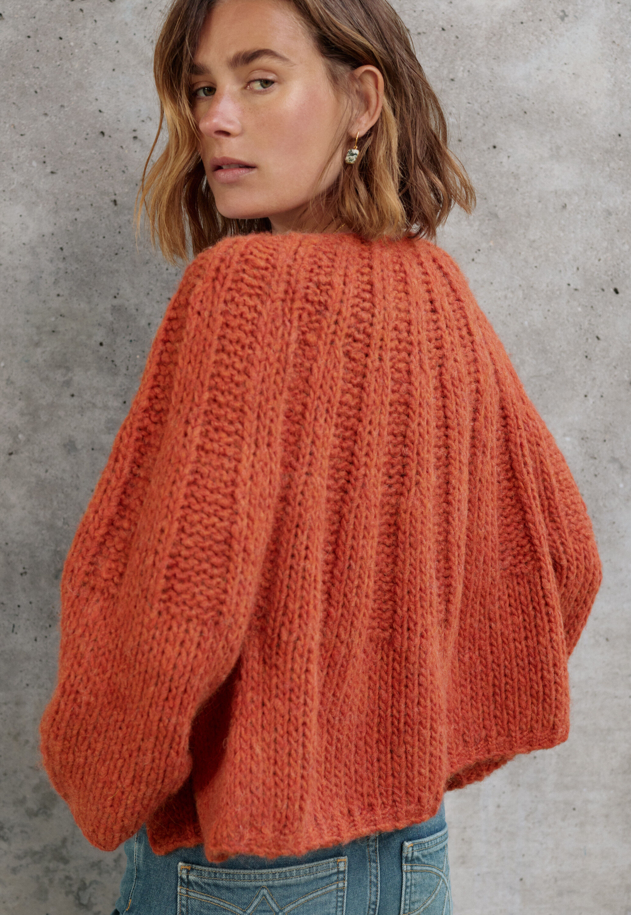 Lace-stitch sweater
