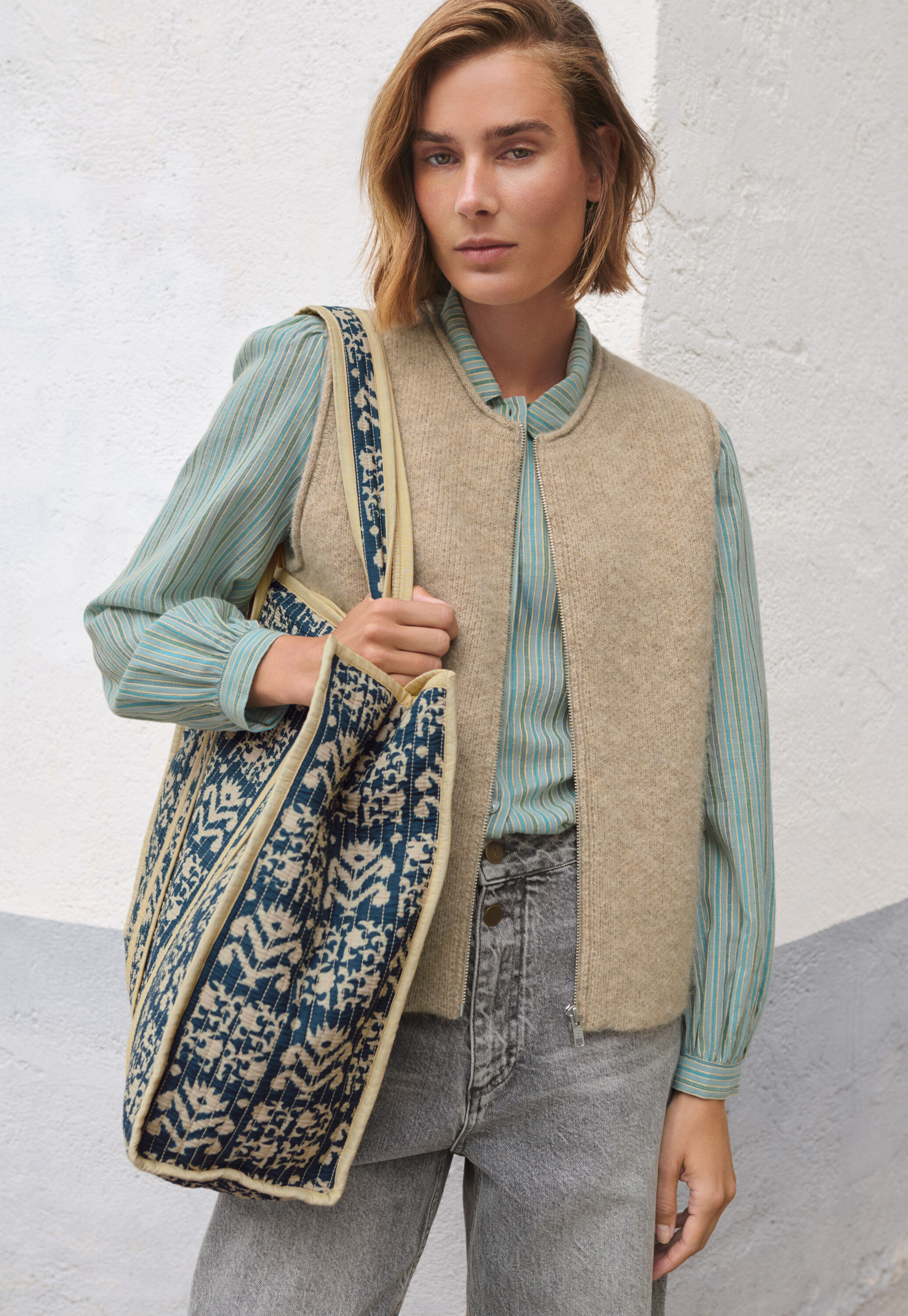 Lace-stitch sweater