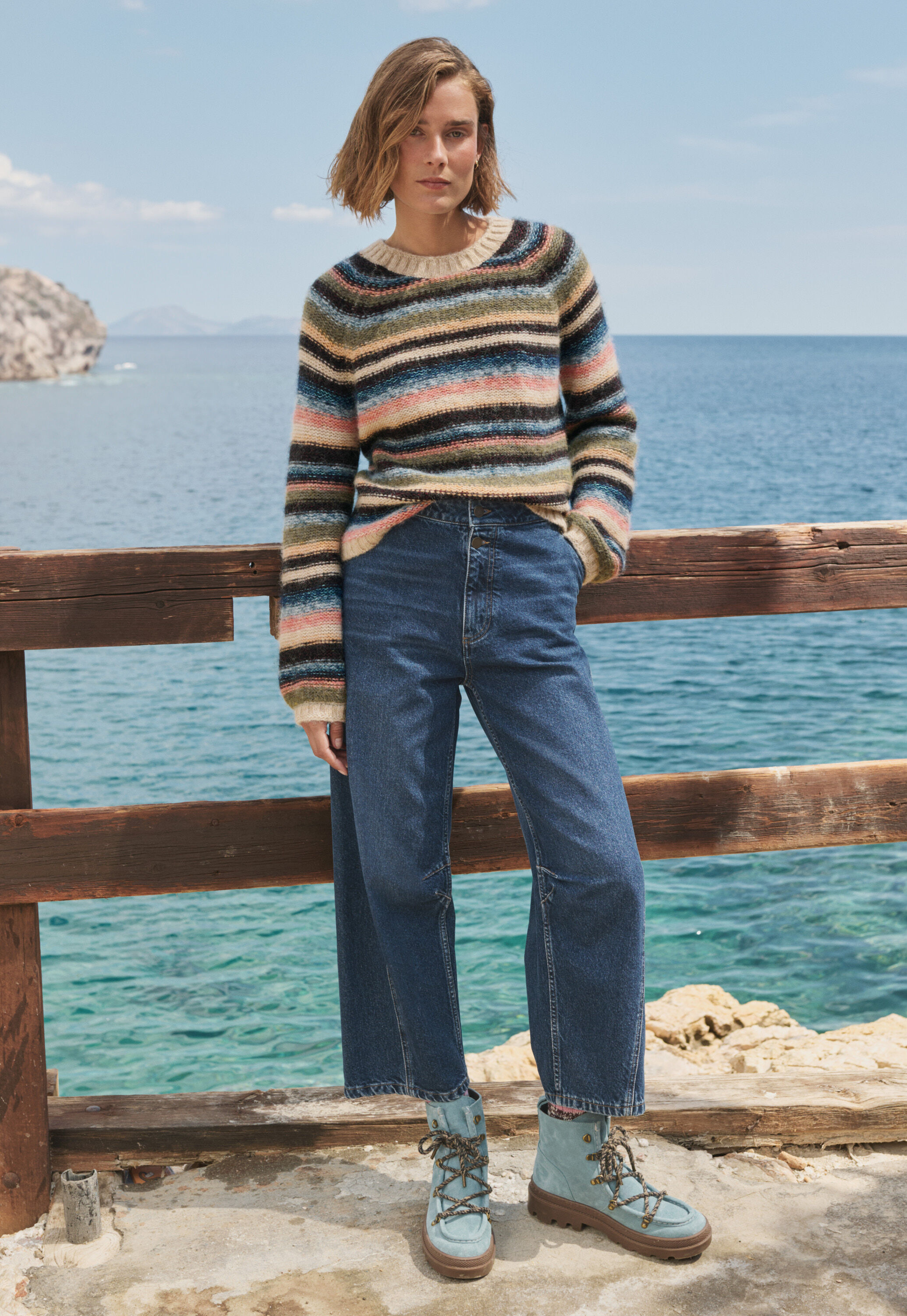 Reverse striped sweater
