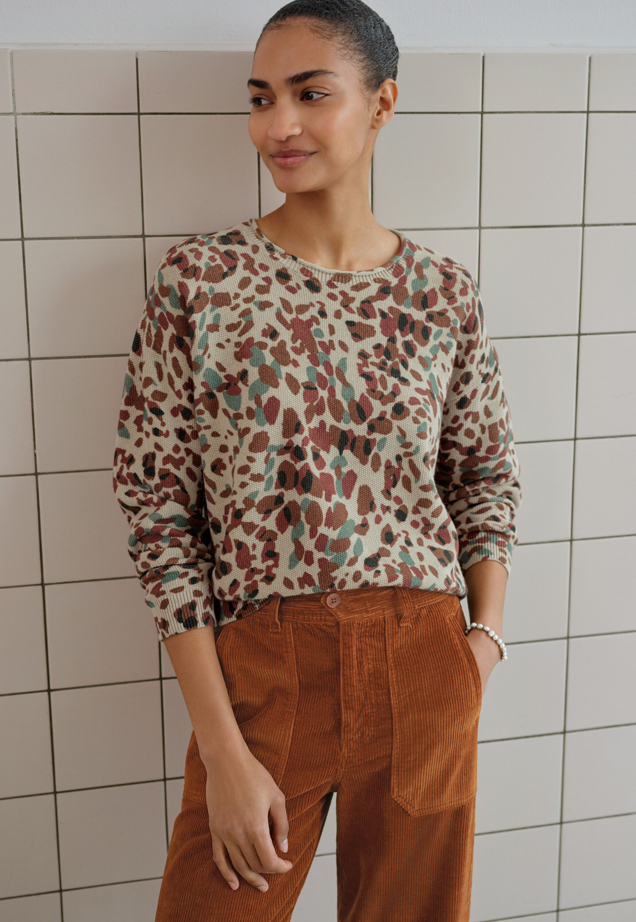 Lace-stitch sweater