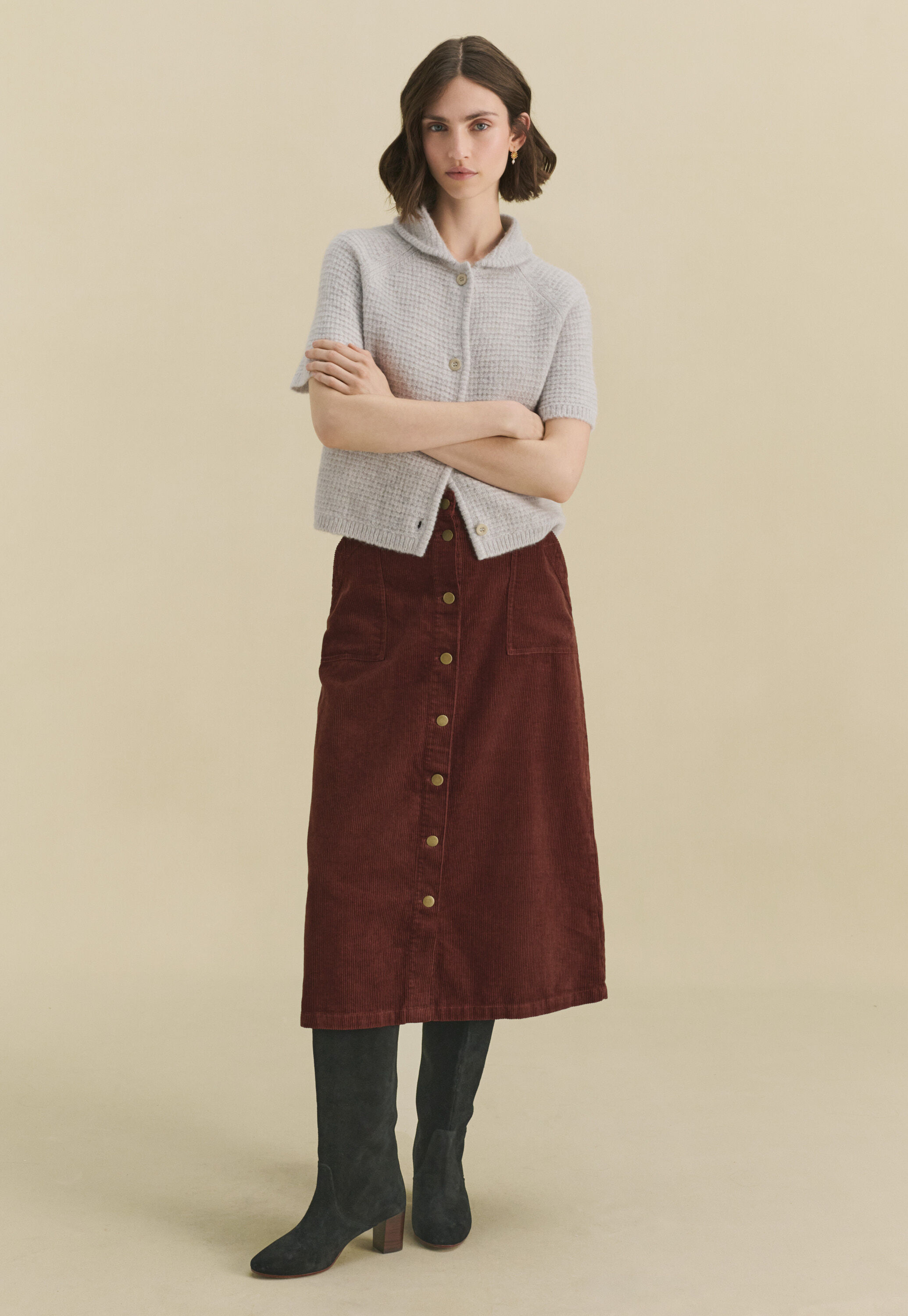 Lace-stitch sweater