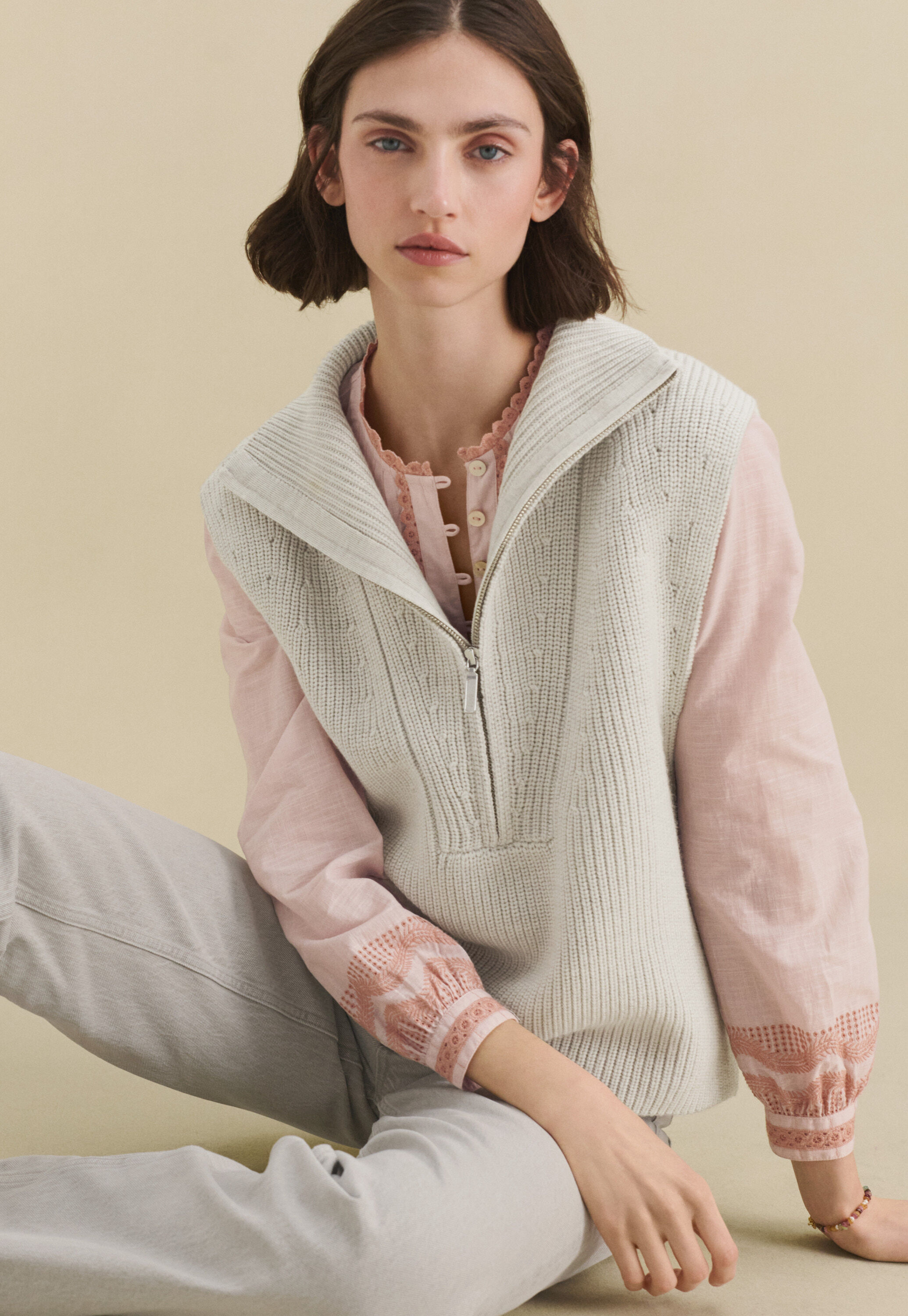 Lace-stitch sweater