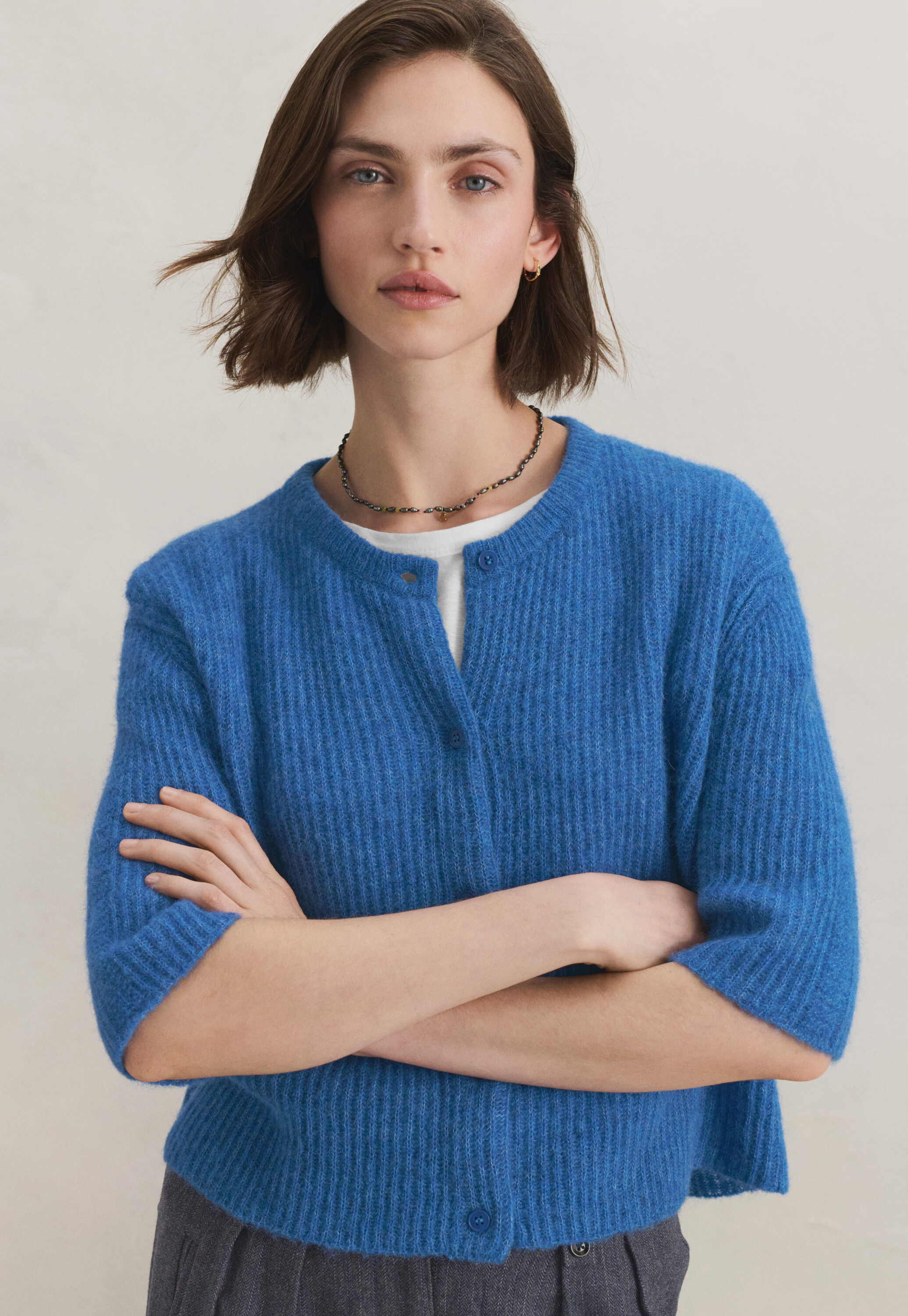 Lace-stitch sweater