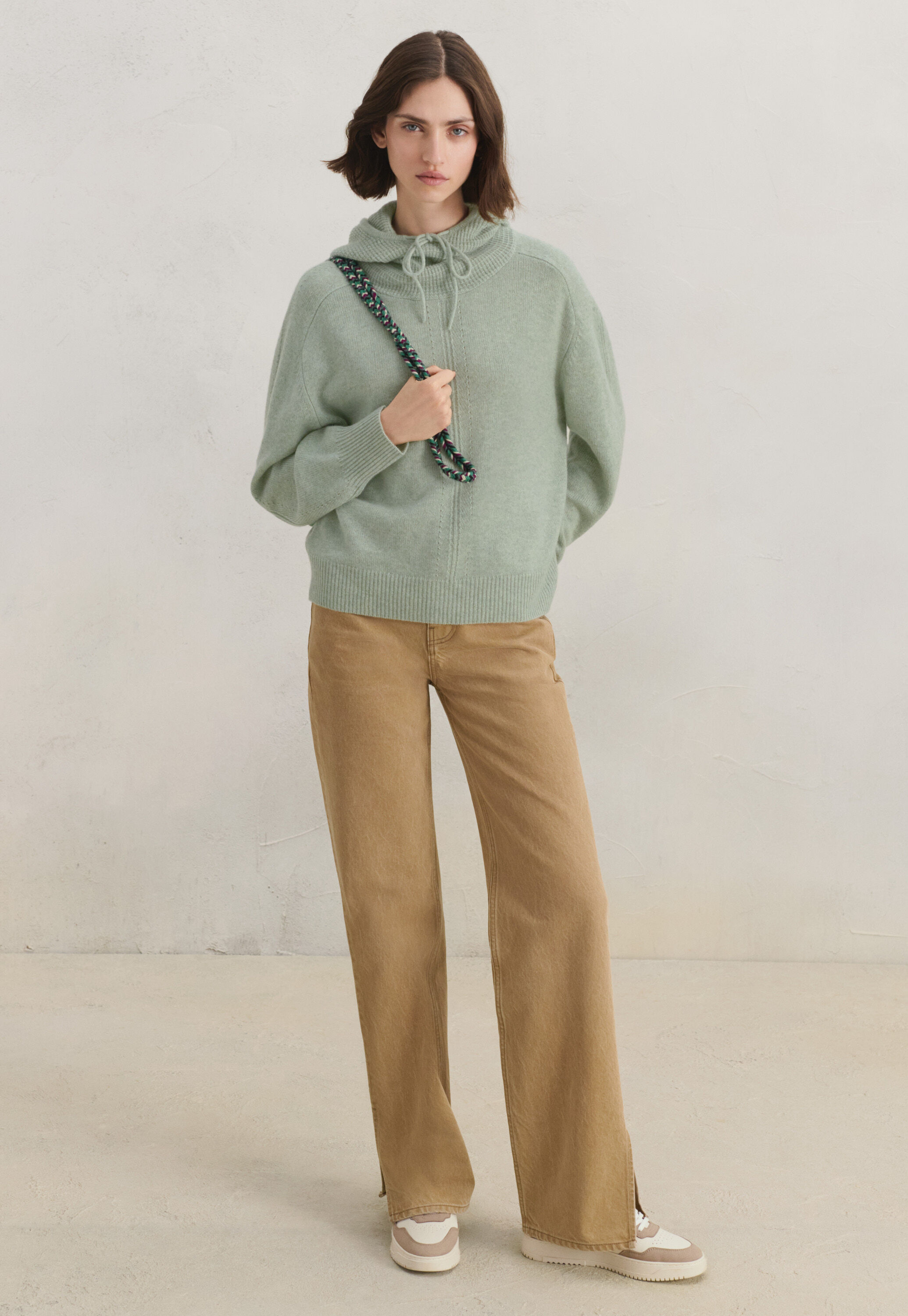 Lace-stitch sweater