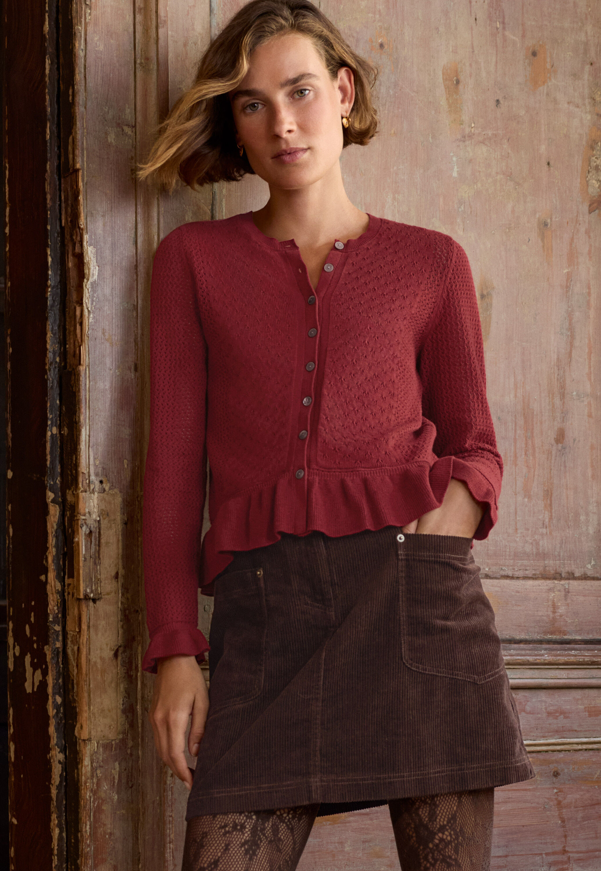 Lace-stitch cardigan