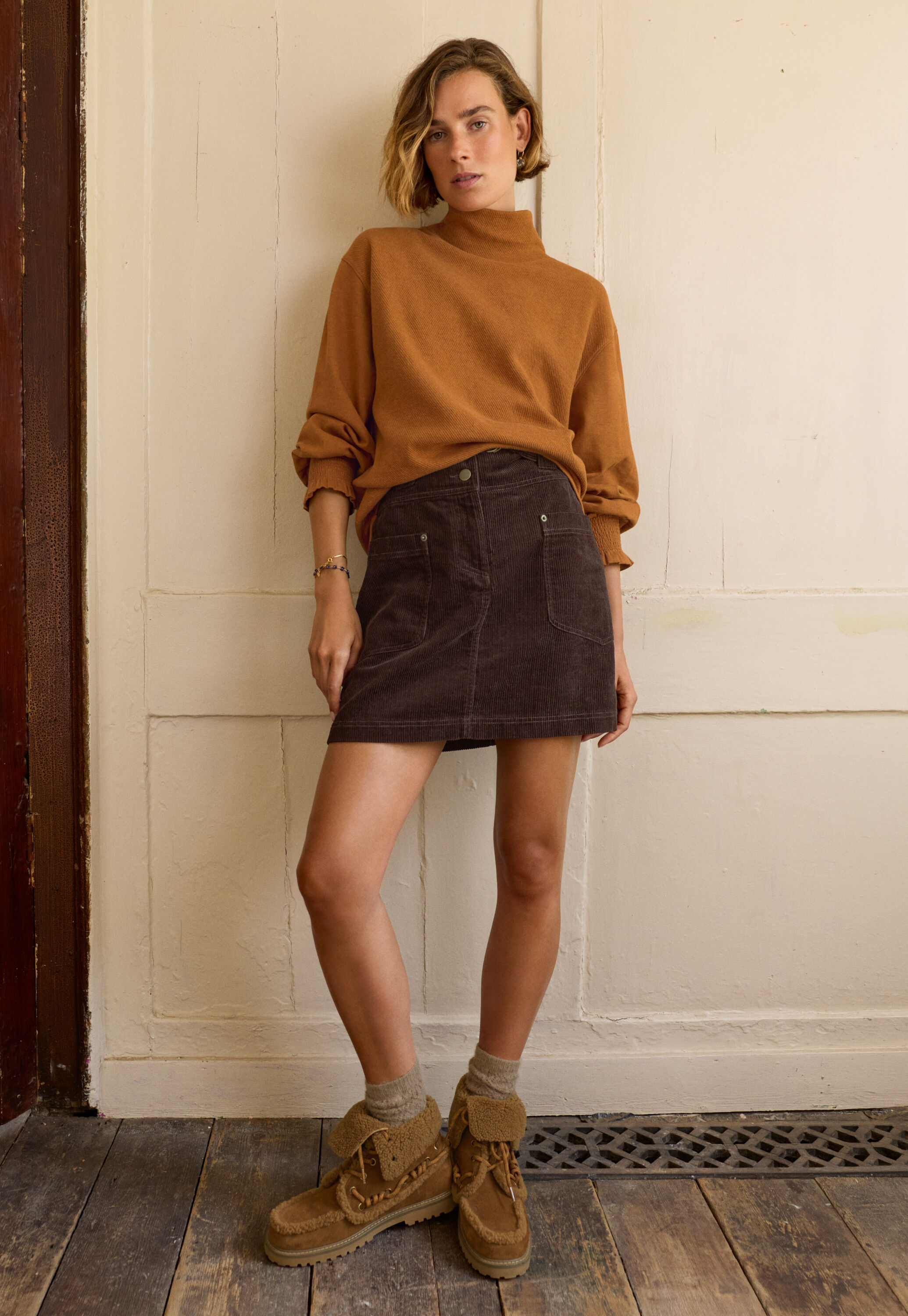 High-neck sweatshirt, Copper, large