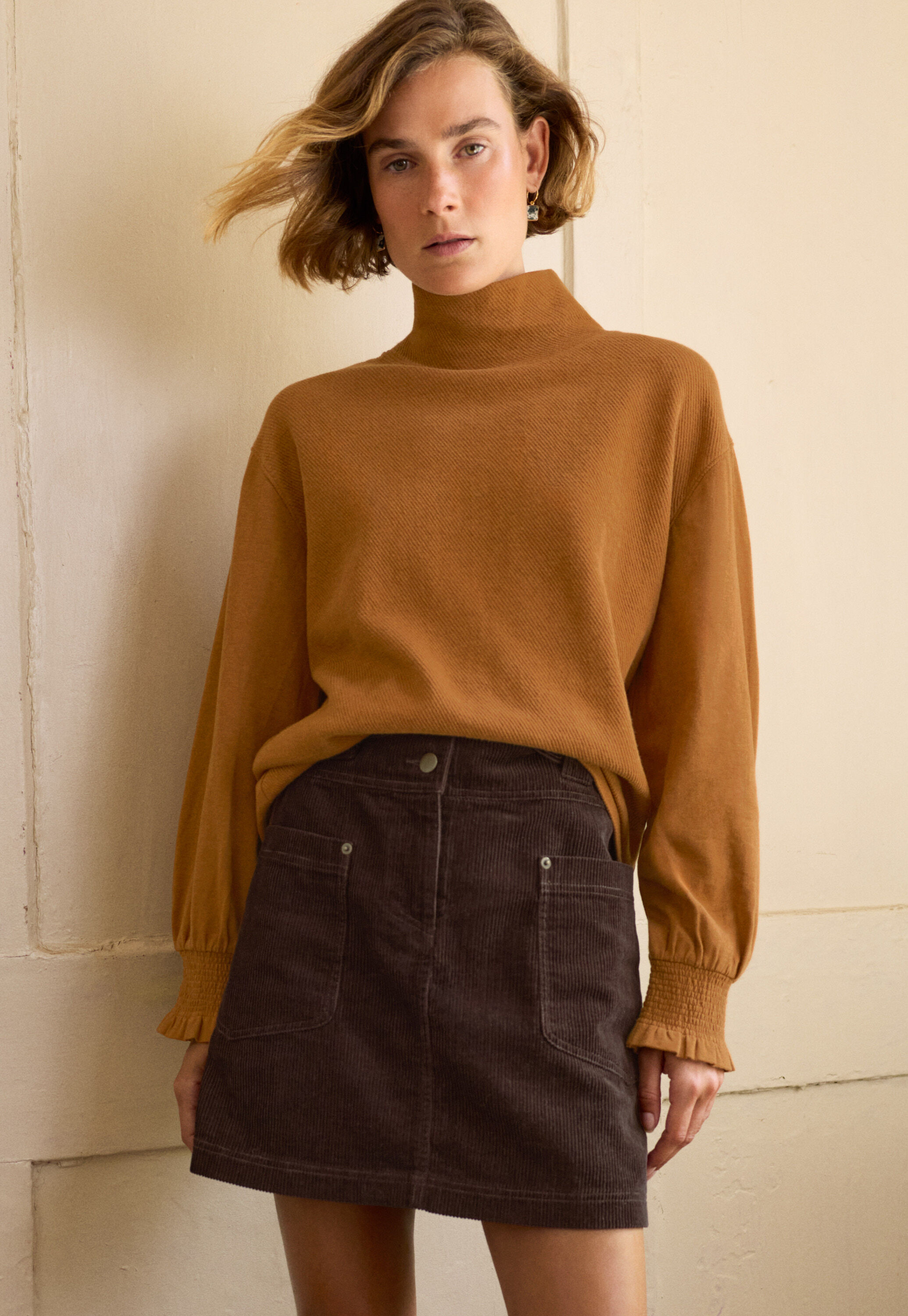High-neck sweatshirt, Copper, large
