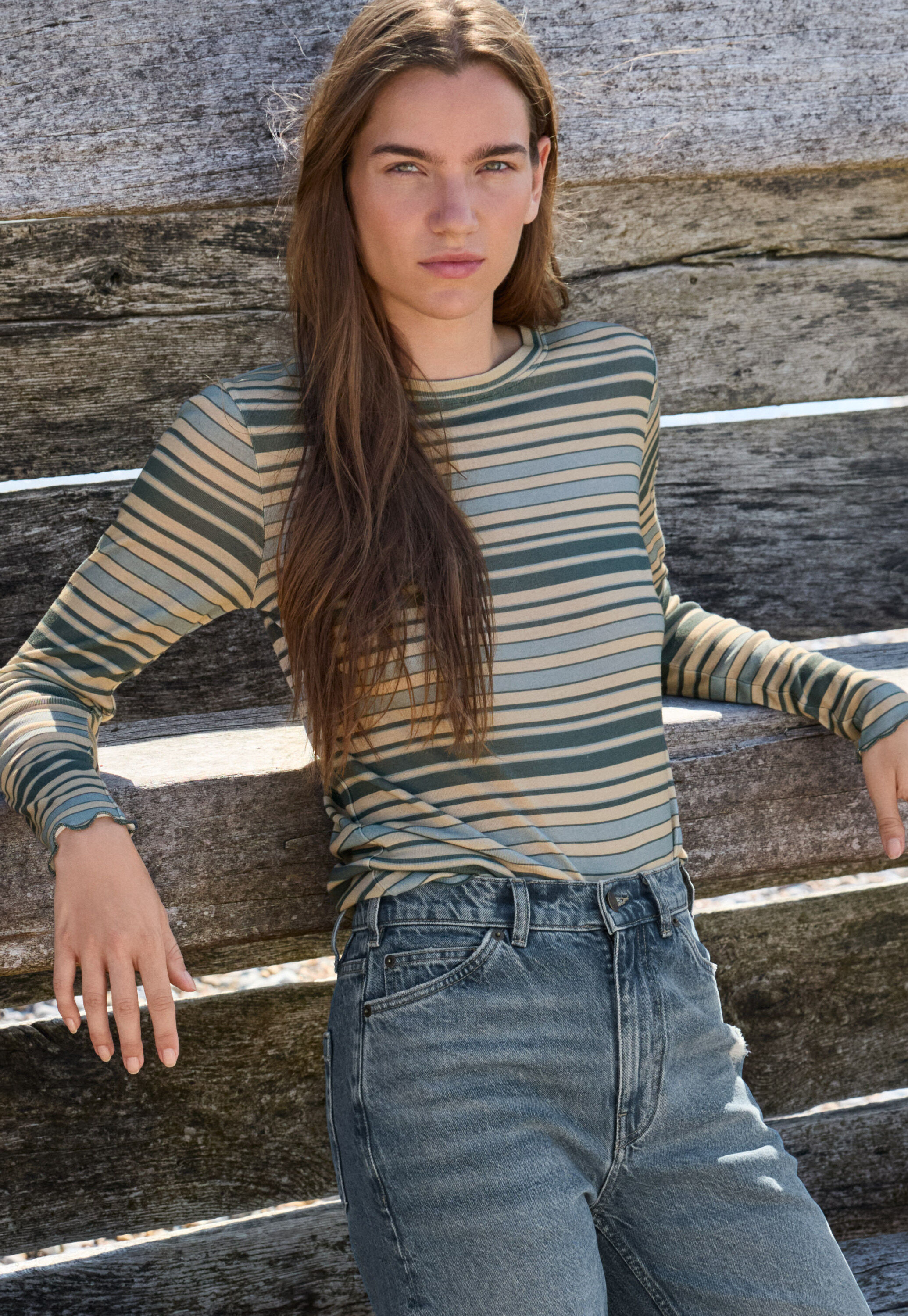 Striped jersey top