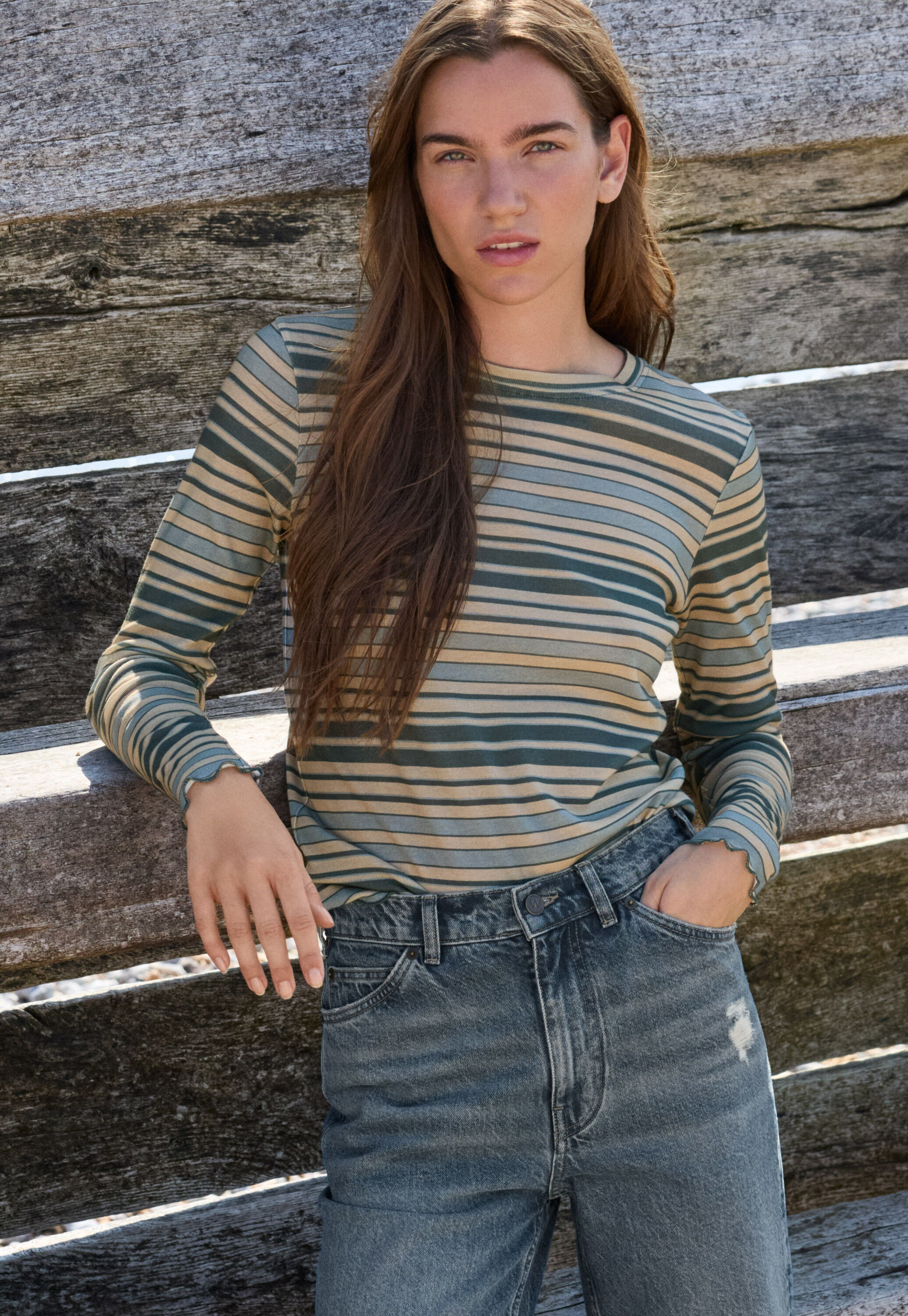 Striped jersey top