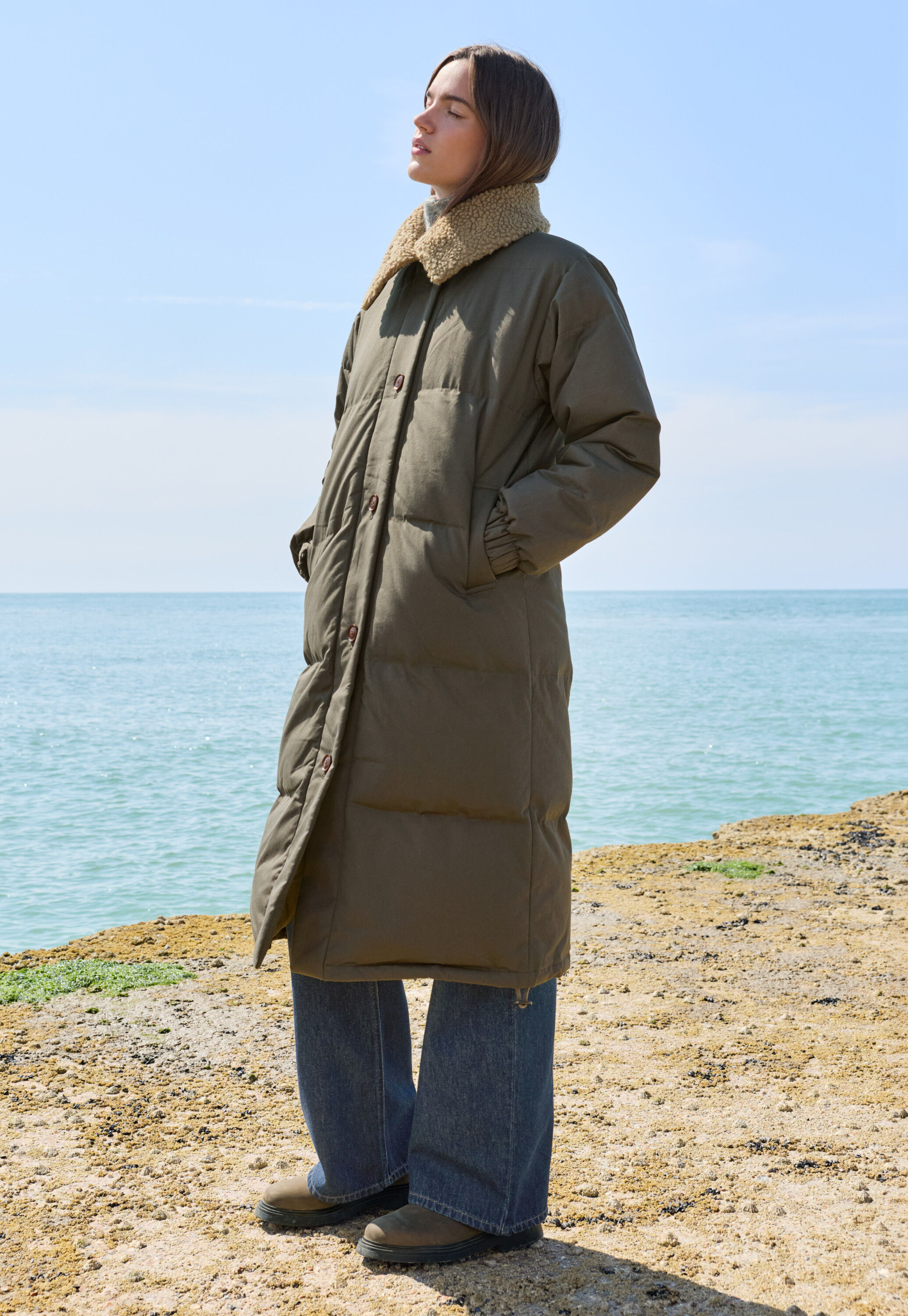 Quilted long coat