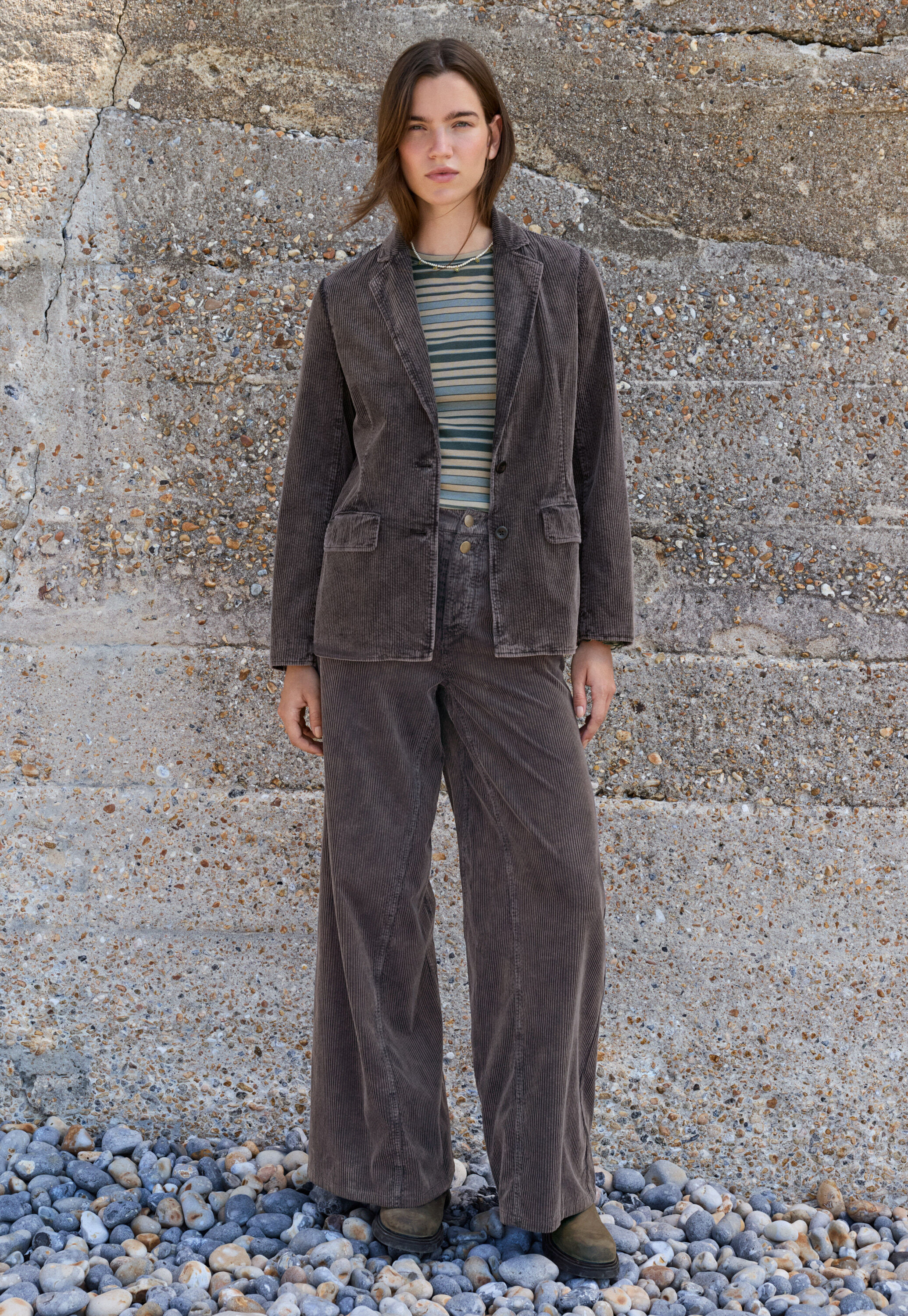 Cord blazer, Charcoal, large