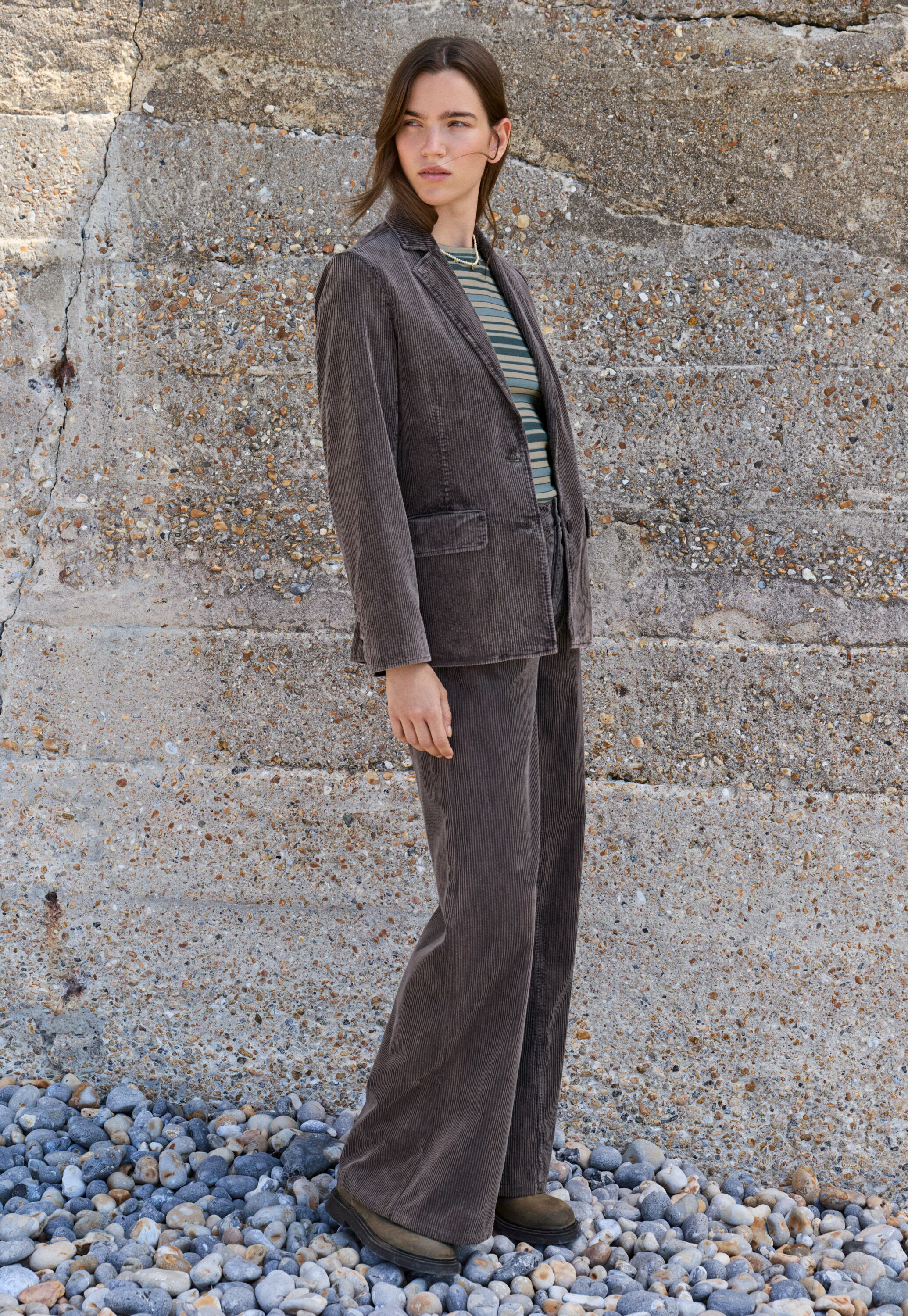 Cord blazer, Charcoal, large