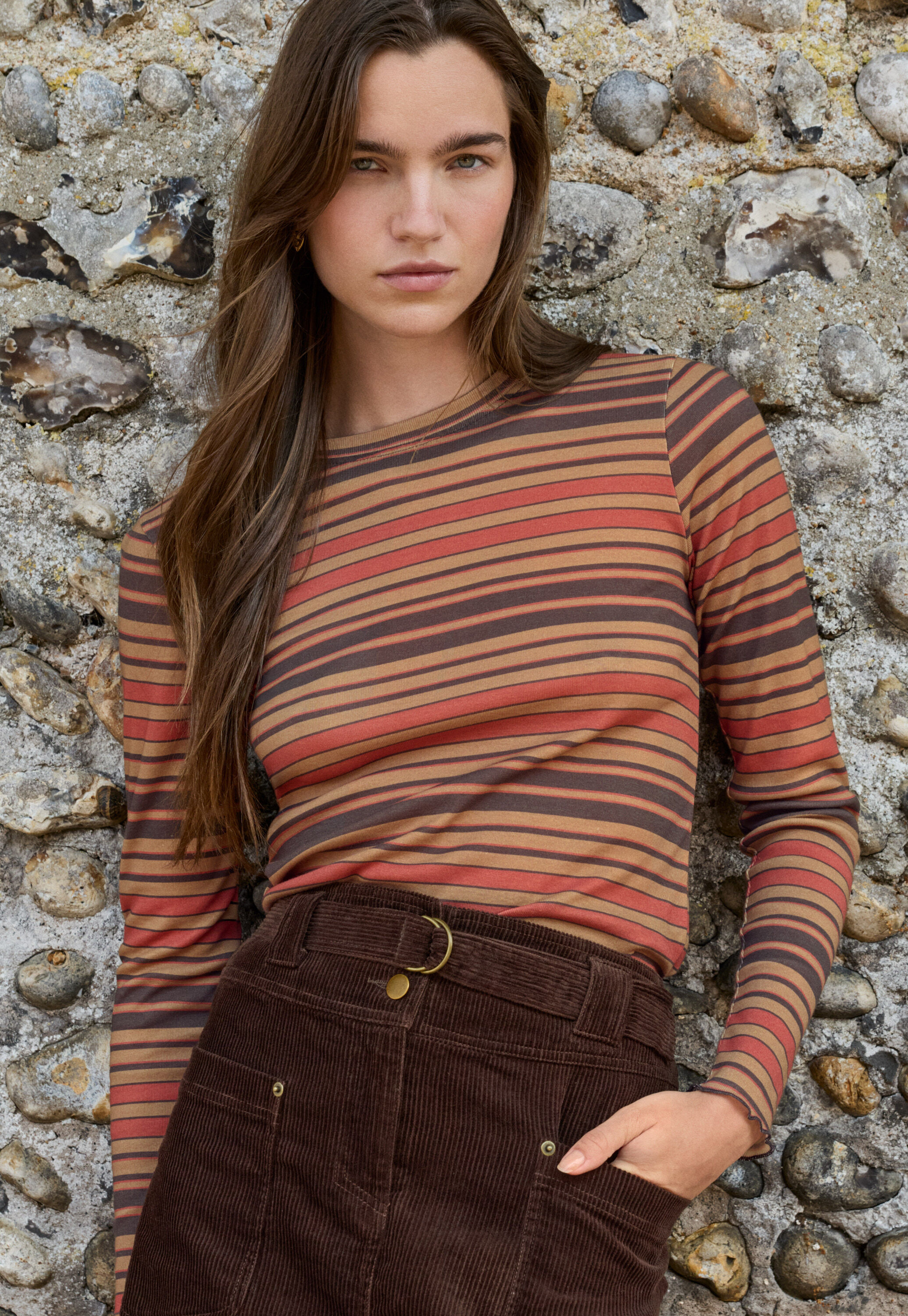 Striped jersey top