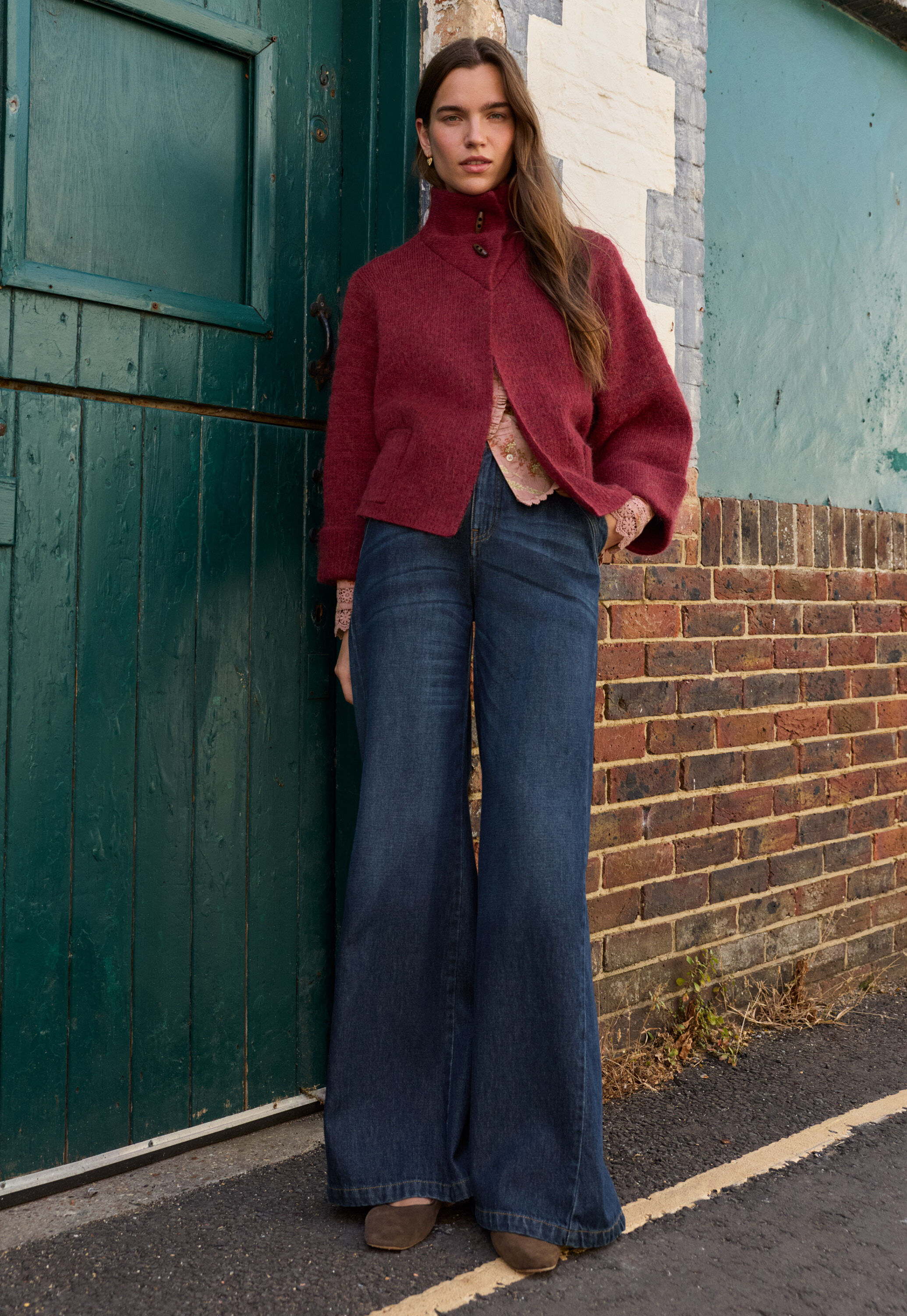 Knitted jacket, Strong ruby, large