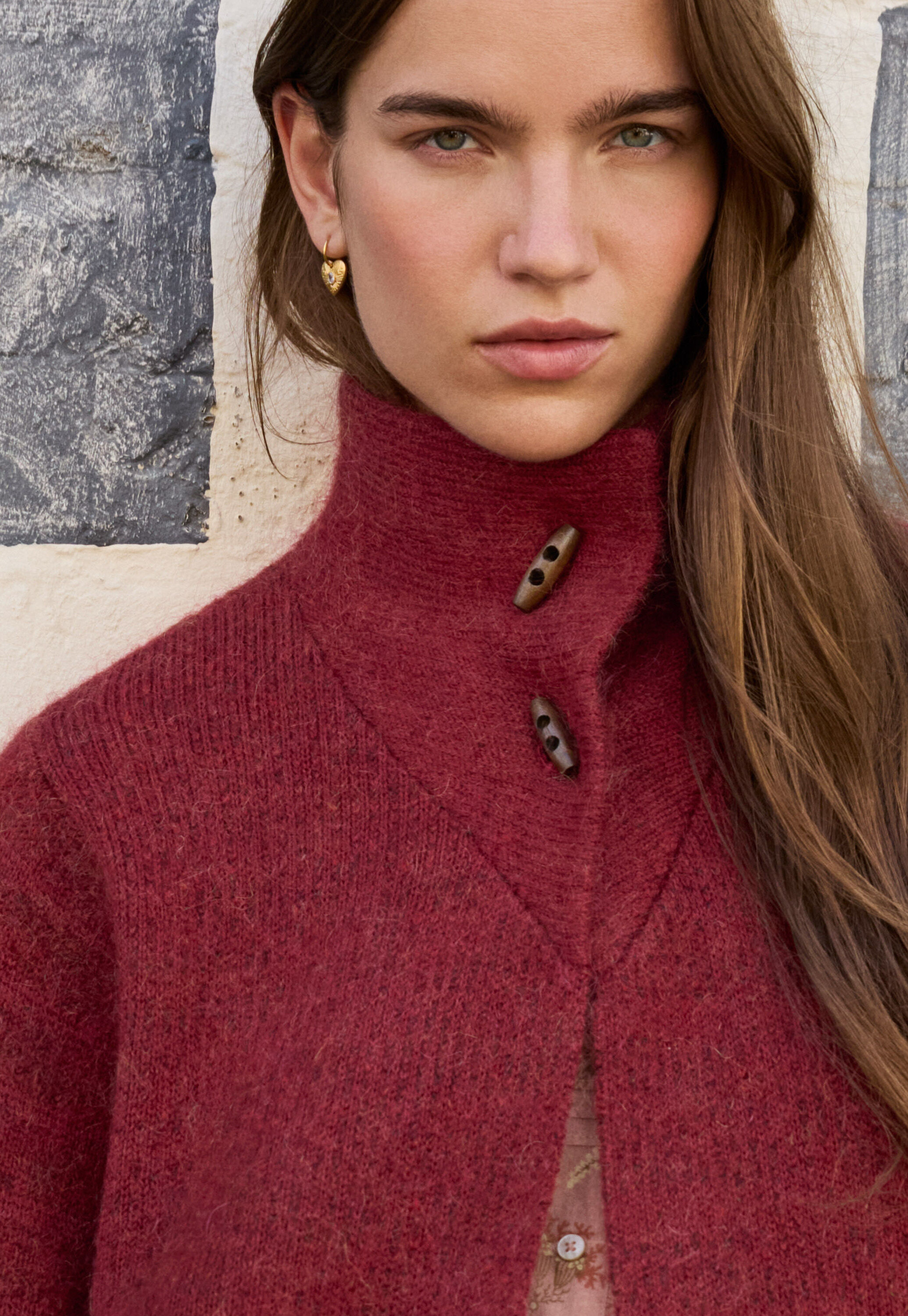 Knitted jacket, Strong ruby, large