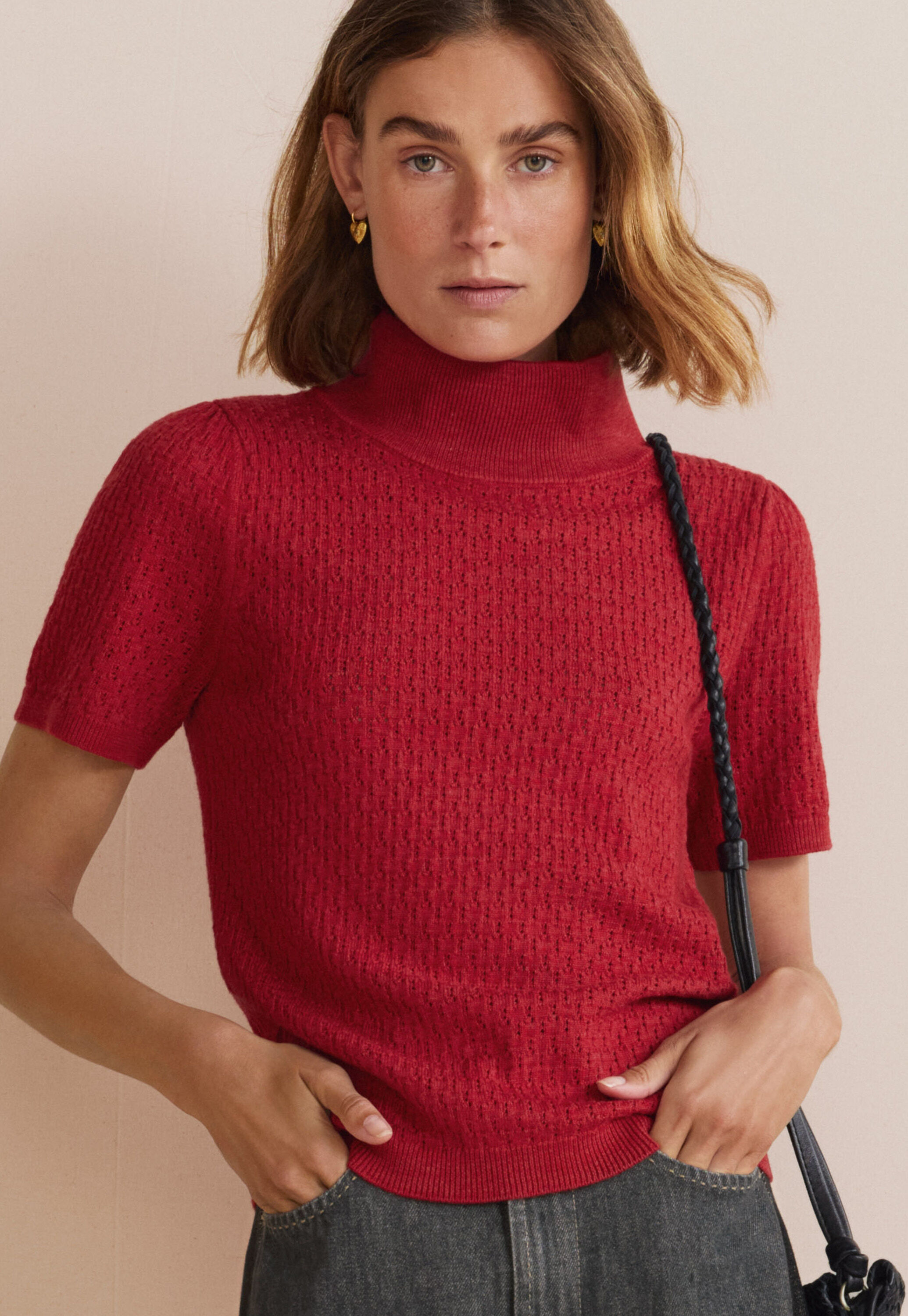 Lace-stitch sweater