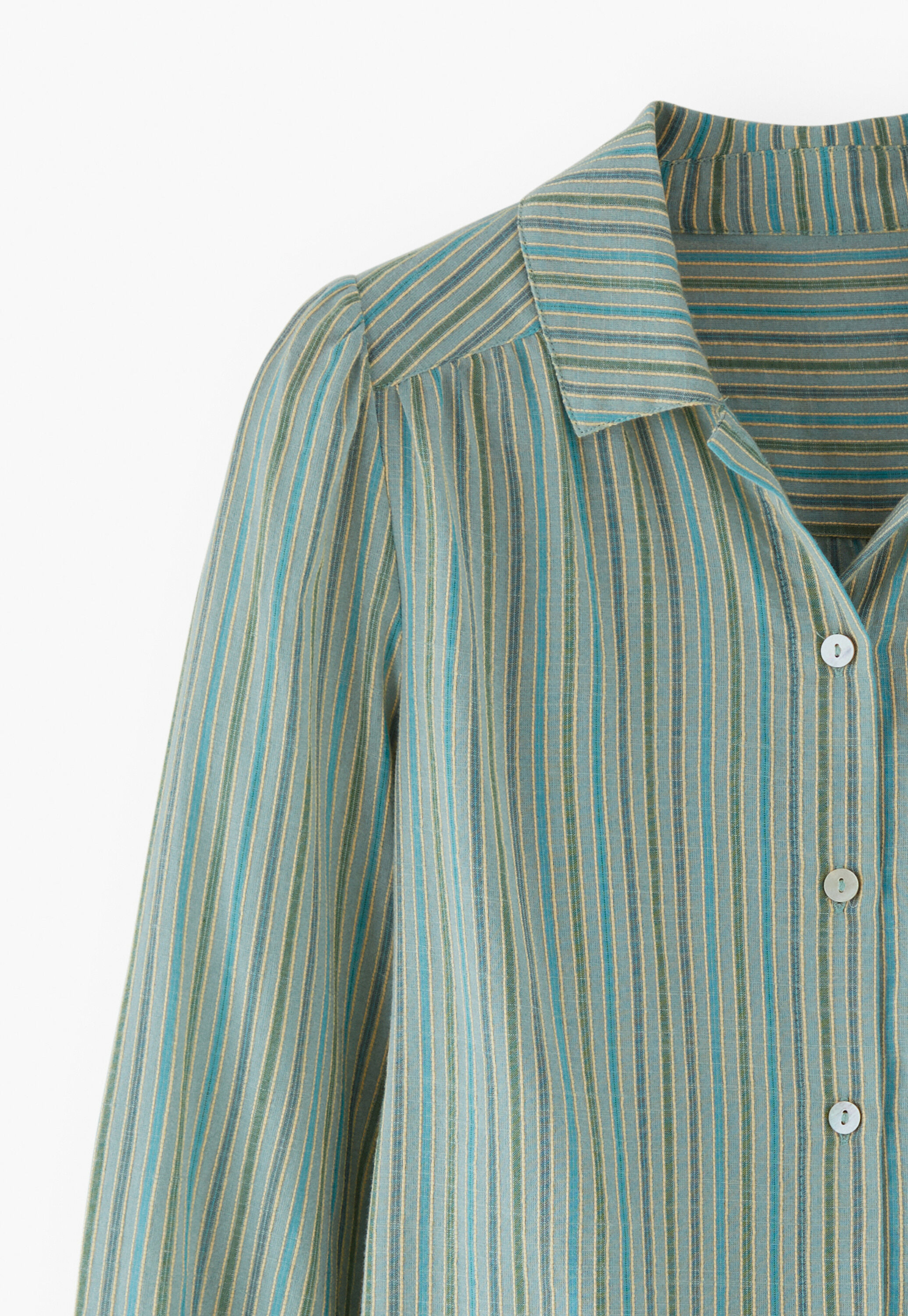 Striped blouse, Duck egg, large