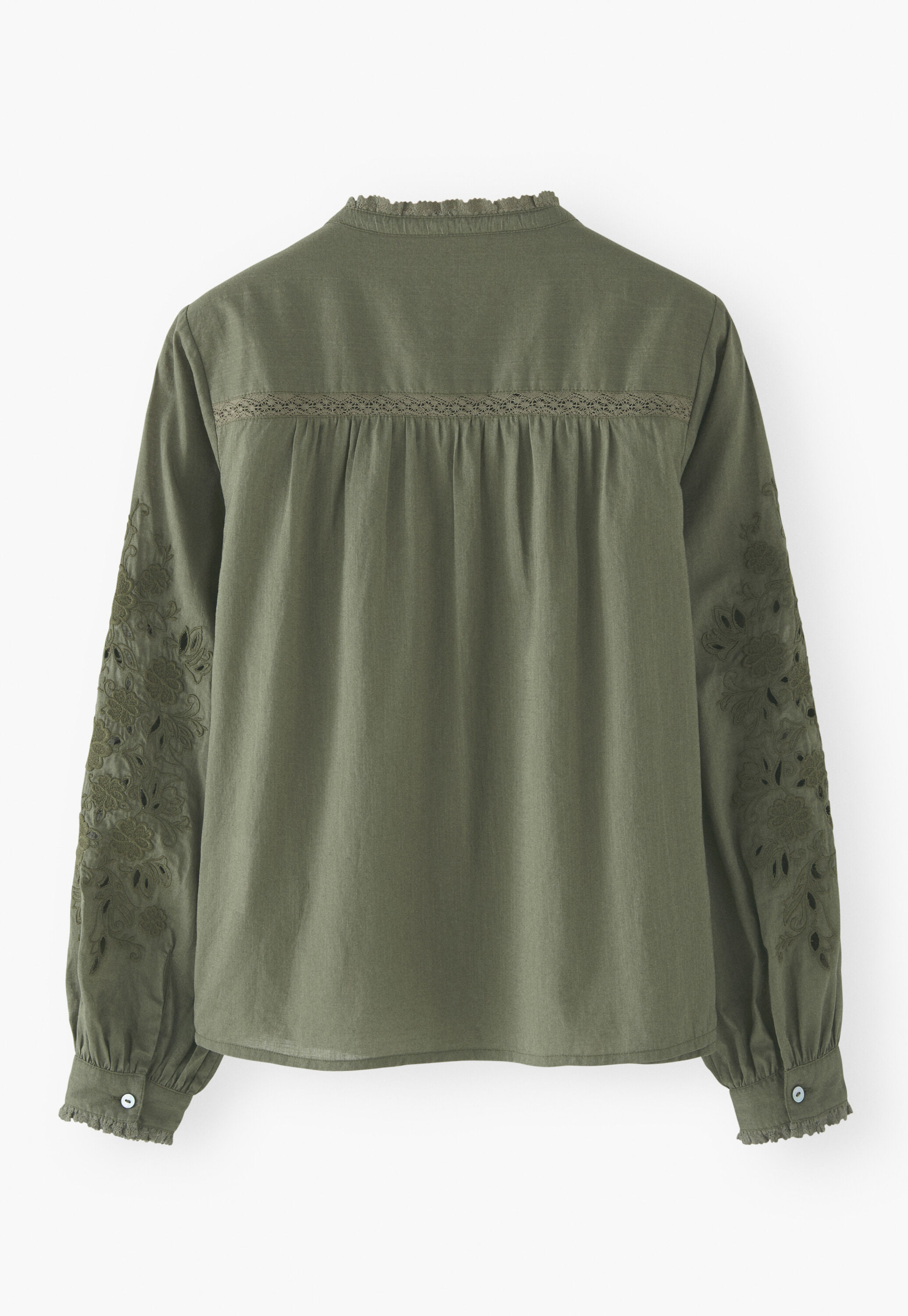 Lace pintuck blouse, Forest green, large