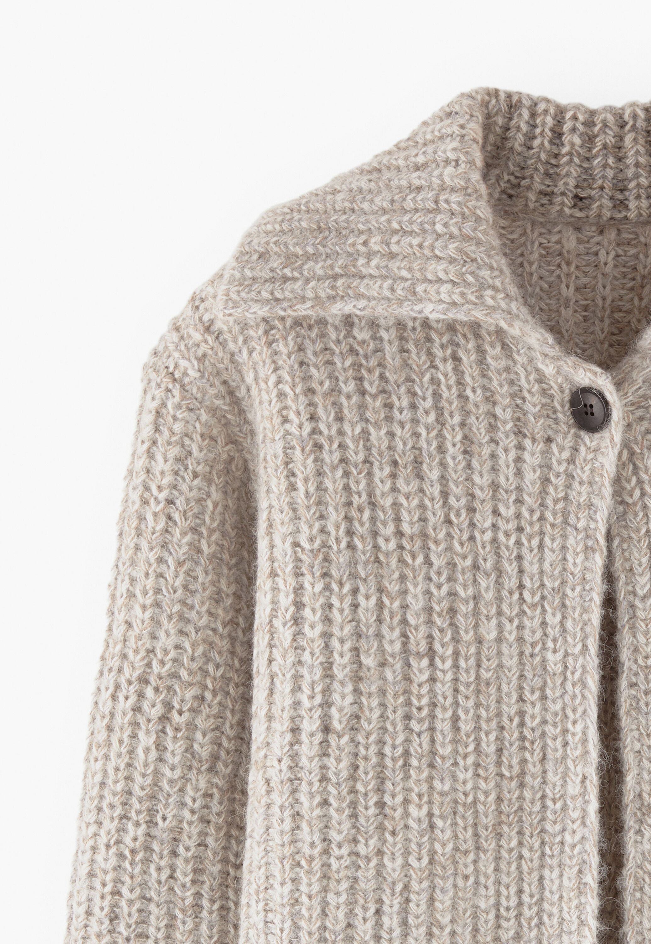 Rib-stitch cardigan, Soft smoke marl, large