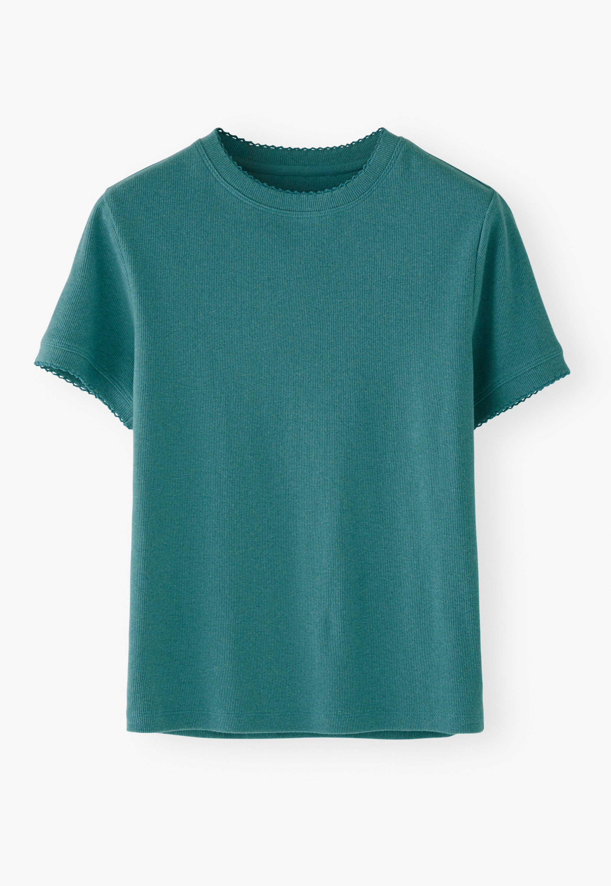 Ribbed jersey T-shirt, Teal, large