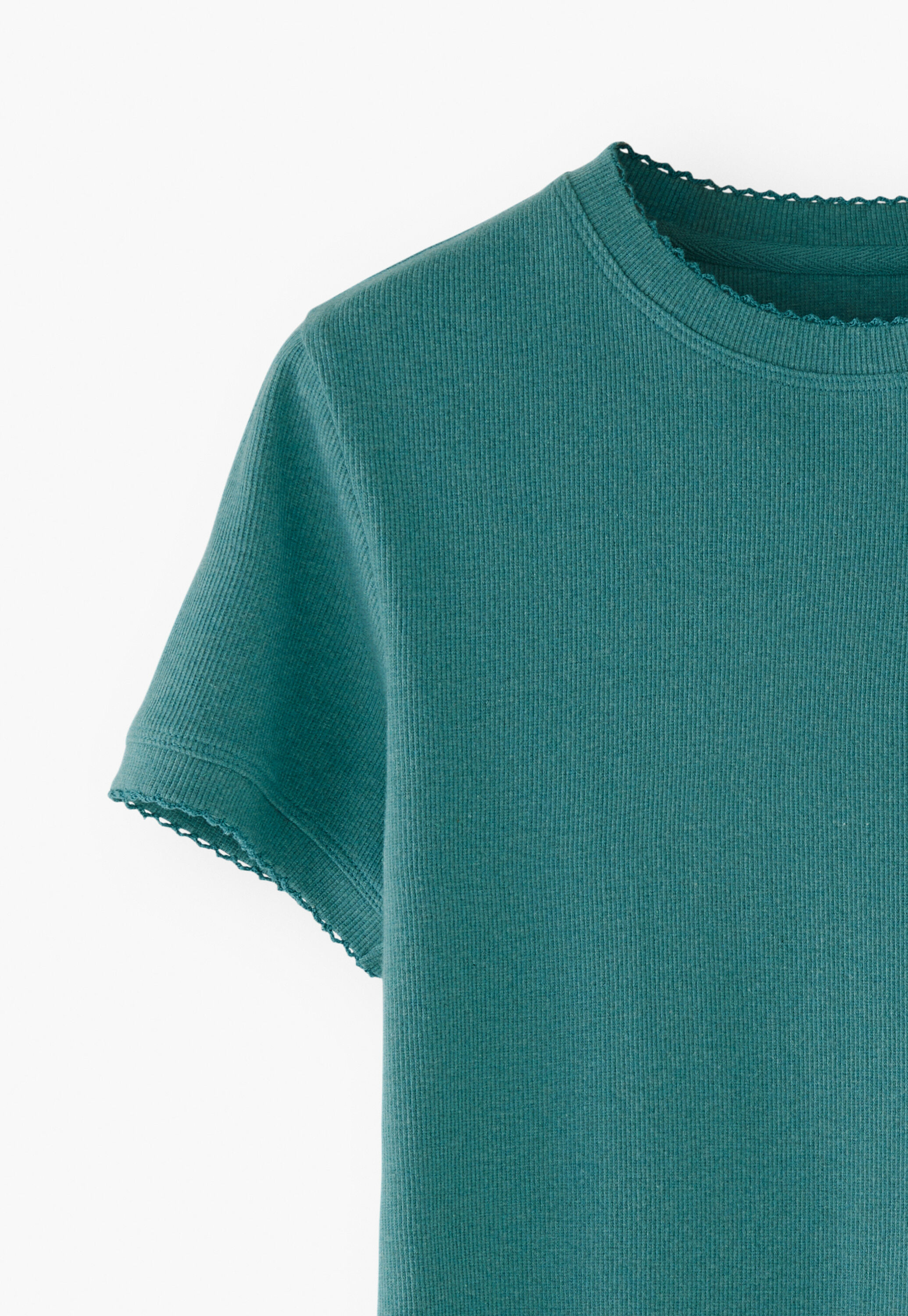 Ribbed jersey T-shirt, Teal, large