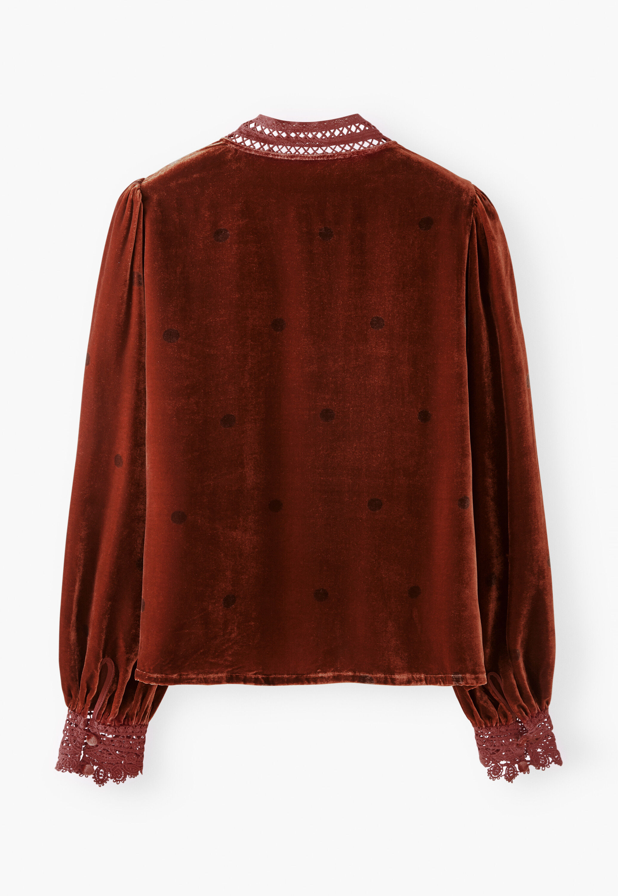 Velvet blouse, Flame red, large