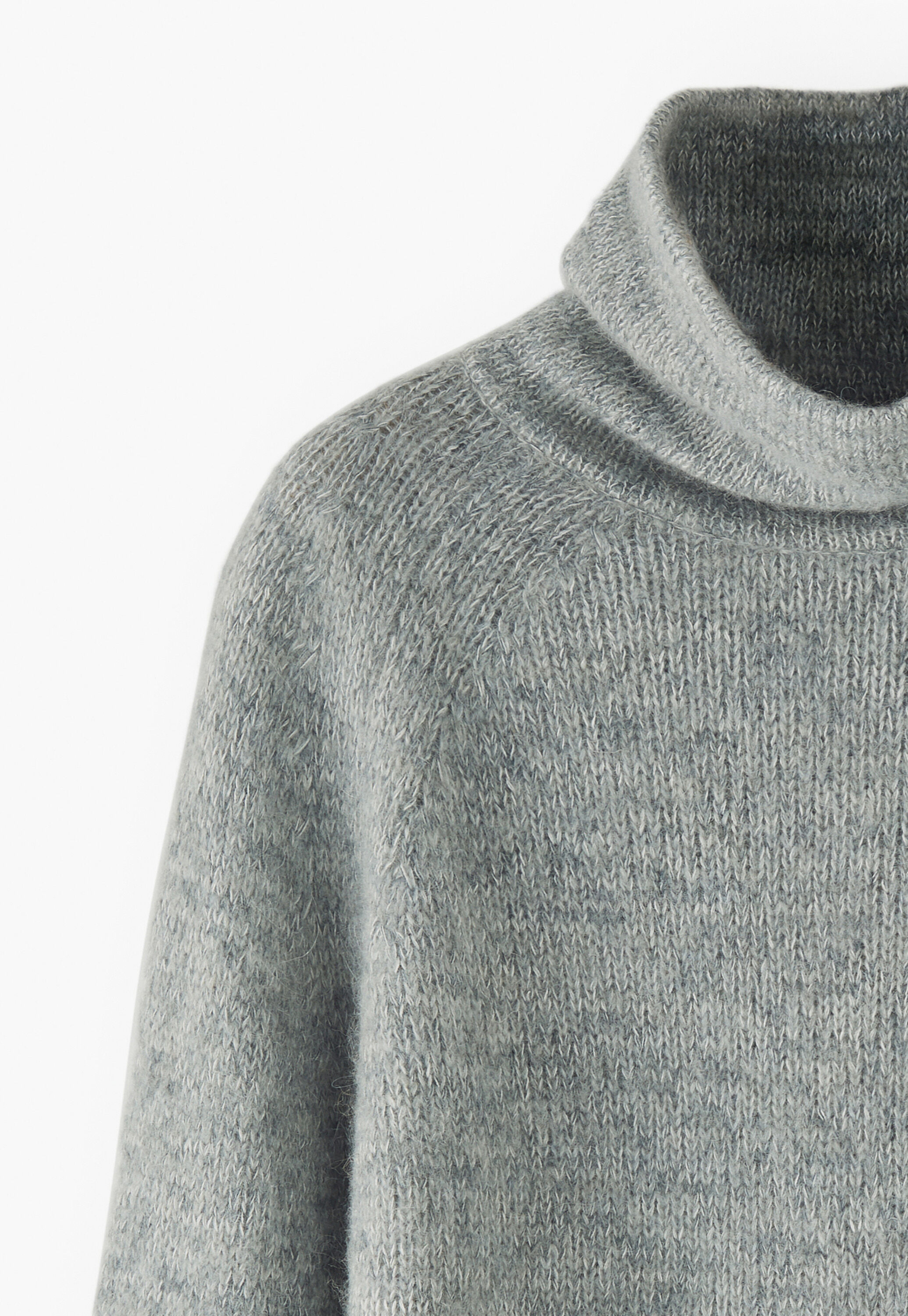 High-neck raglan sweater, Soft denim, large