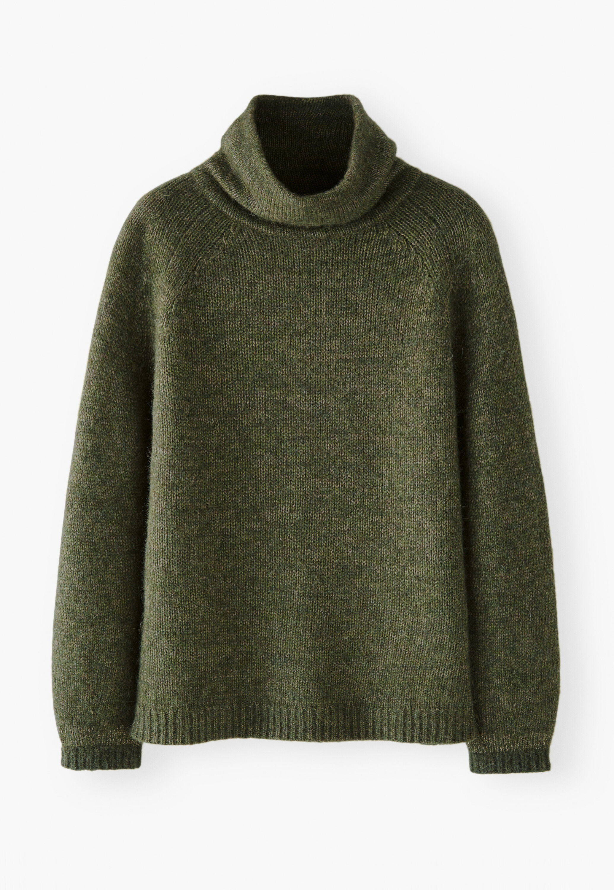 High-neck raglan sweater, Forest, large